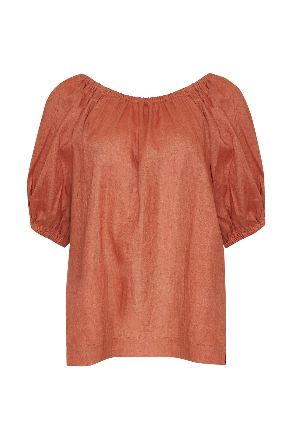 ginger, top, off-the-shoulder, mid-length sleeve, small side splits, elasticated sleeve cuff, tie at back, product image