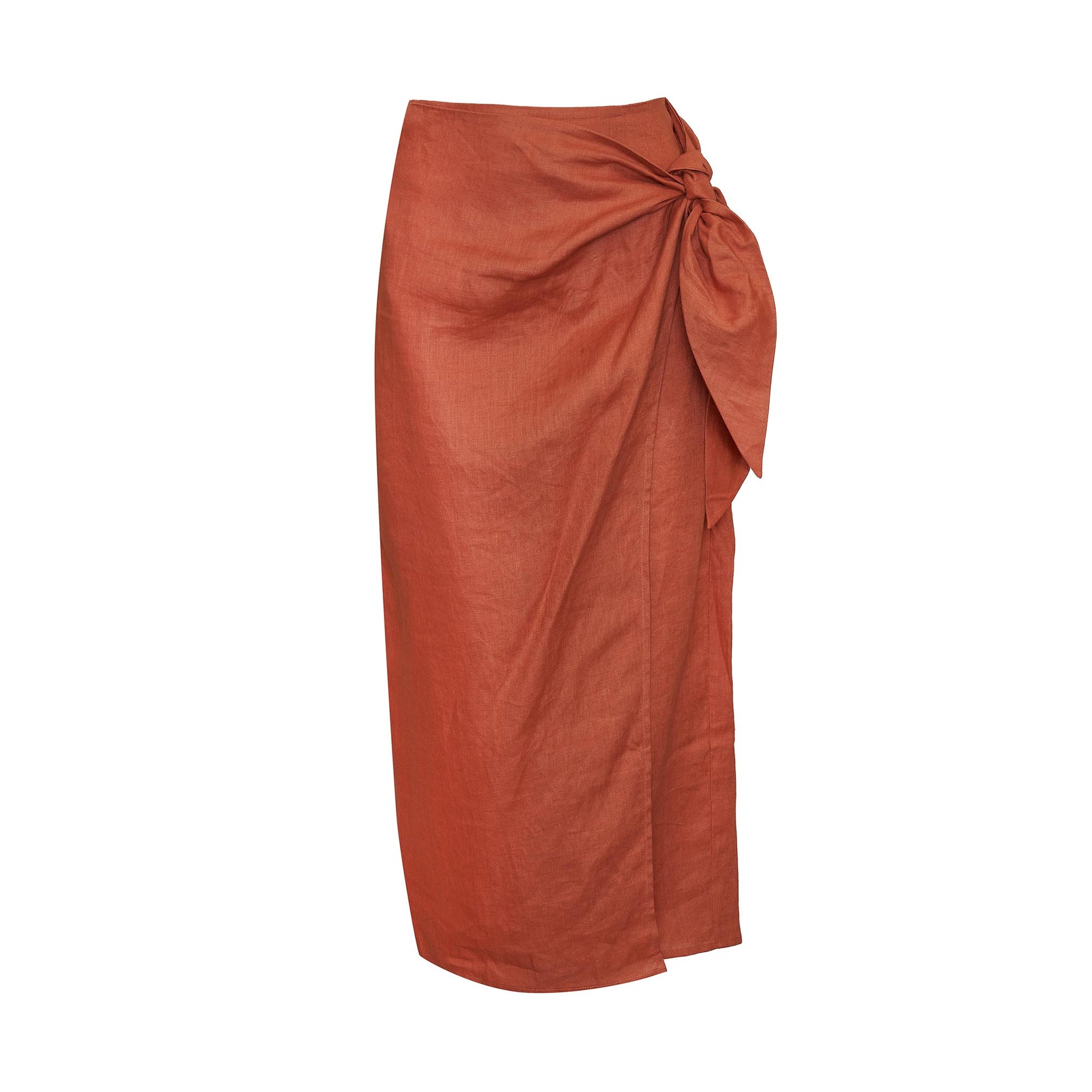 ginger, midi skirt, side tie, wrap skirt, internal button, product image