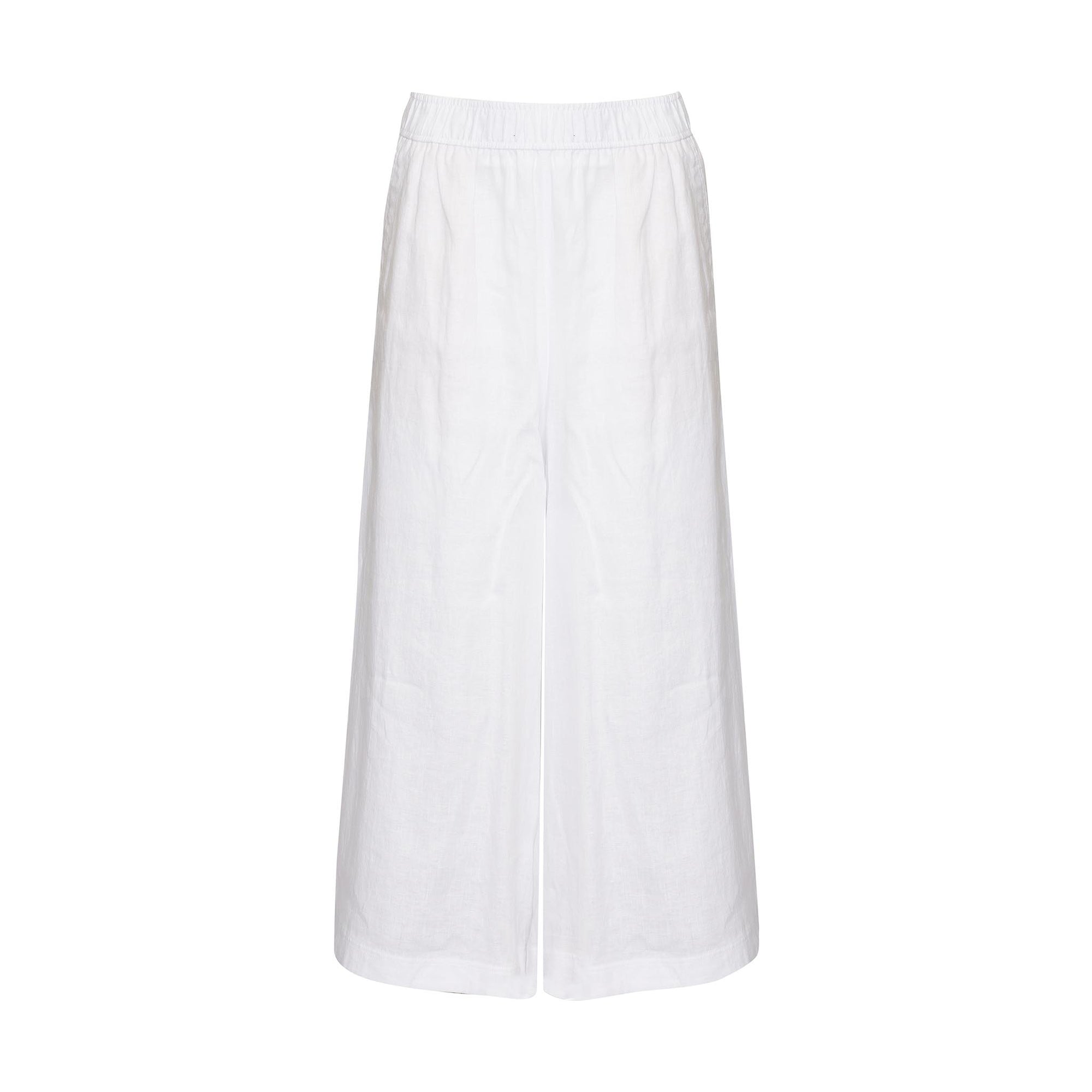 white, pants, elasticated waist, side pockets, wide leg, product image