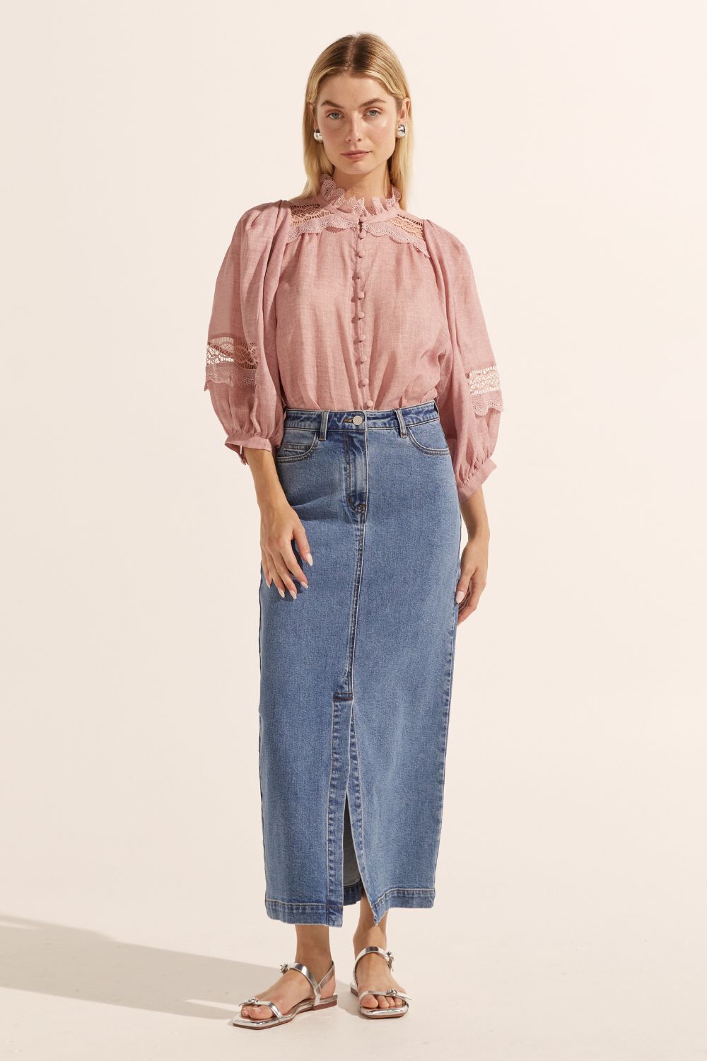 meridian skirt mid wash denim – zoe kratzmann