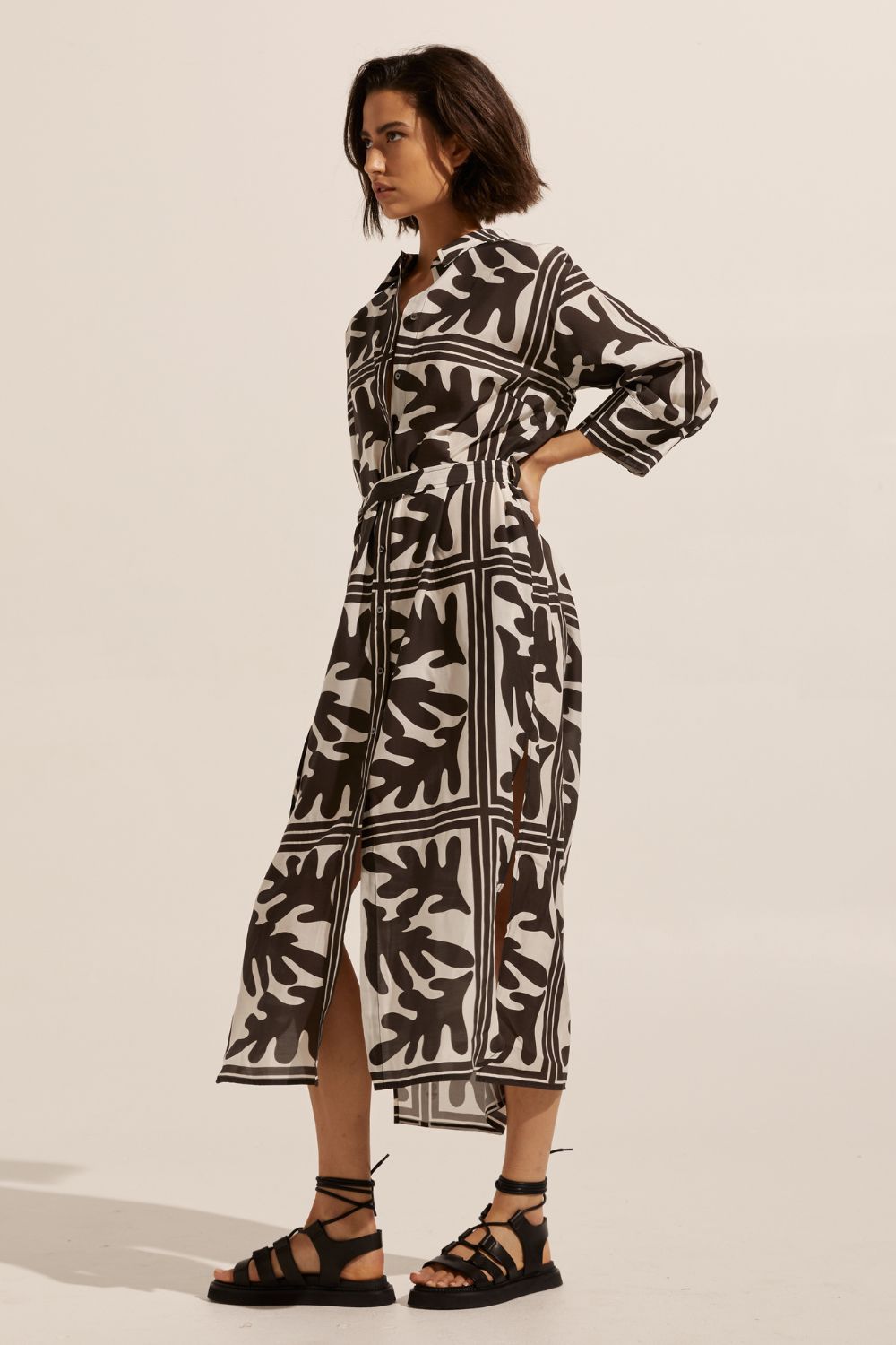 pinpoint dress - frond choc