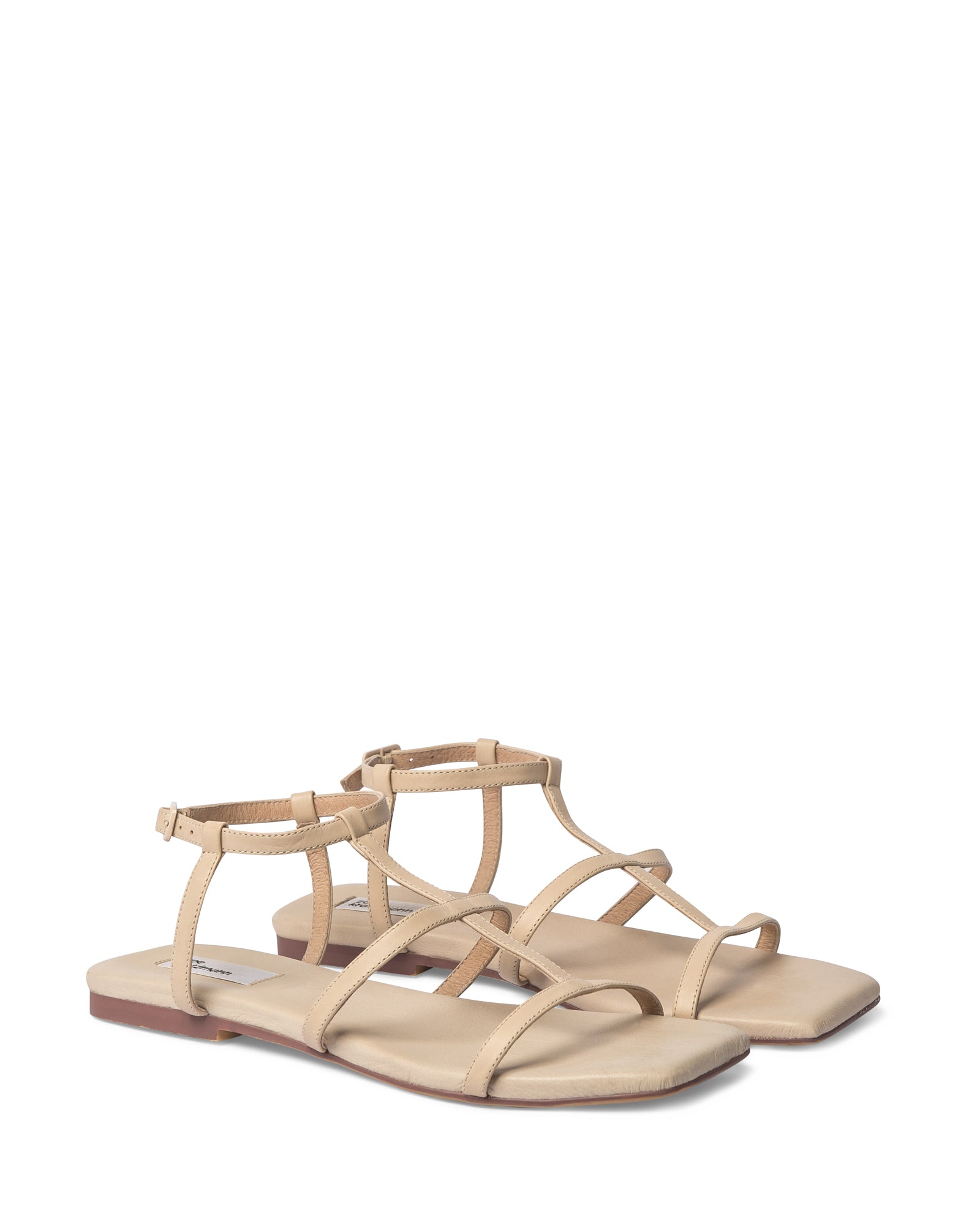 beige, sandal, squared toe shape, slim straps