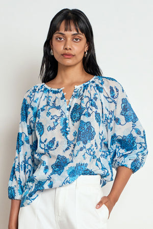 vow top - azure paisley
