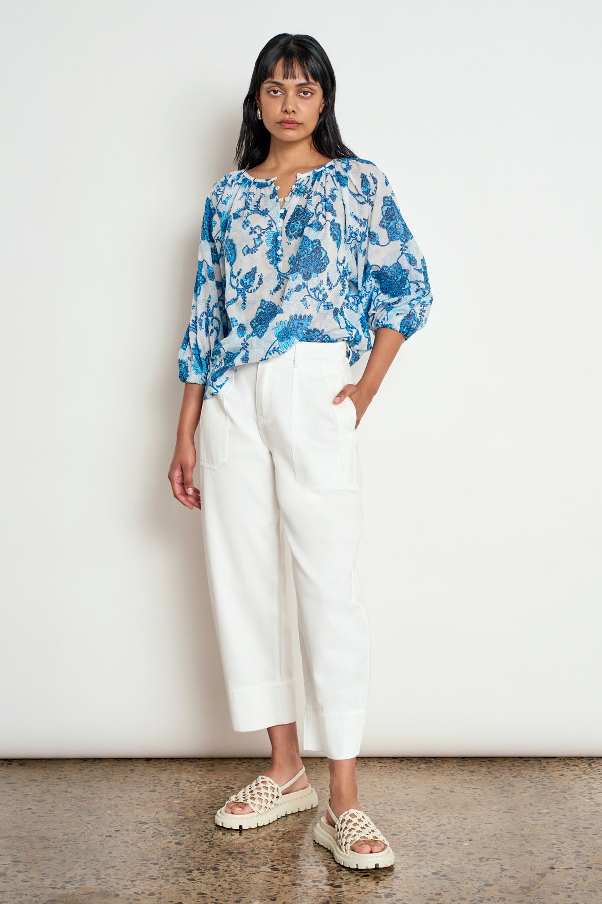 vow top - azure paisley