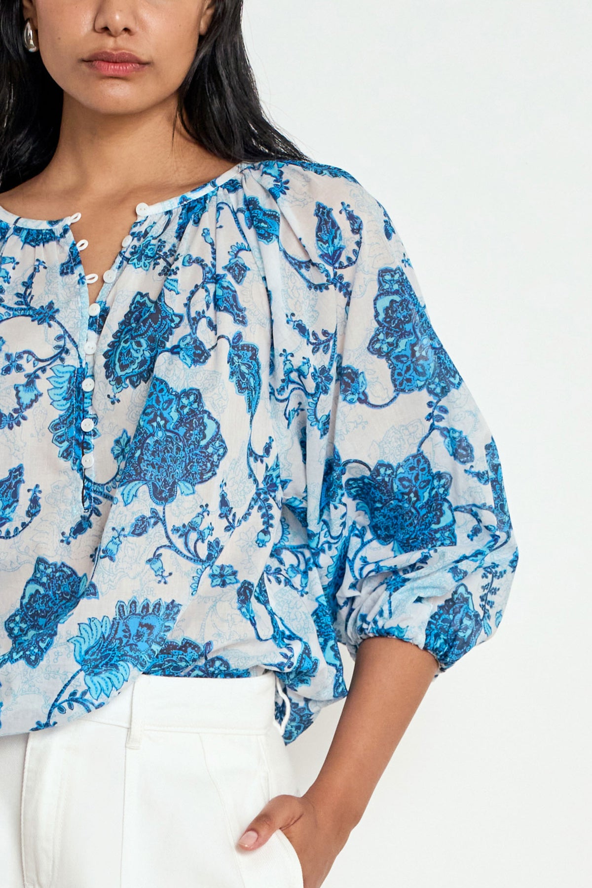 vow top - azure paisley