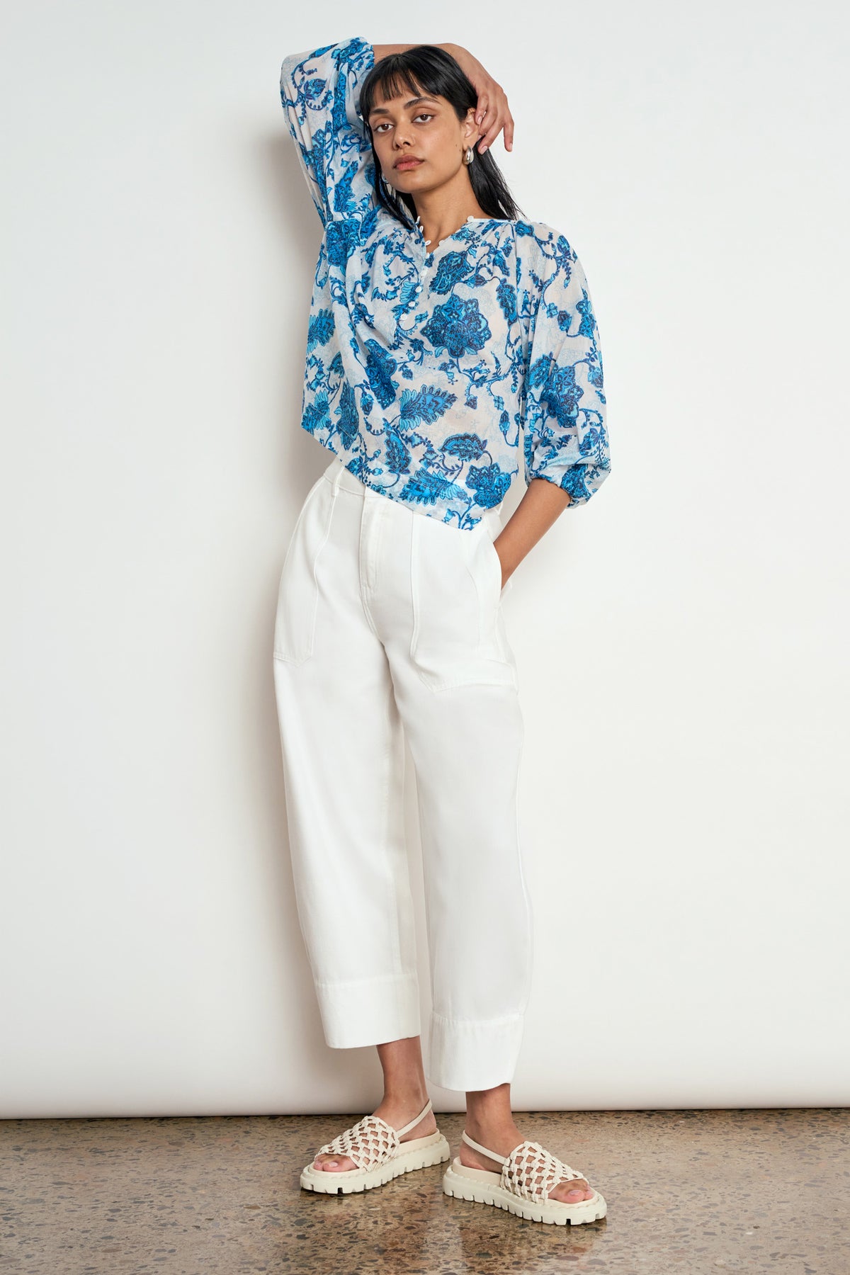 vow top - azure paisley