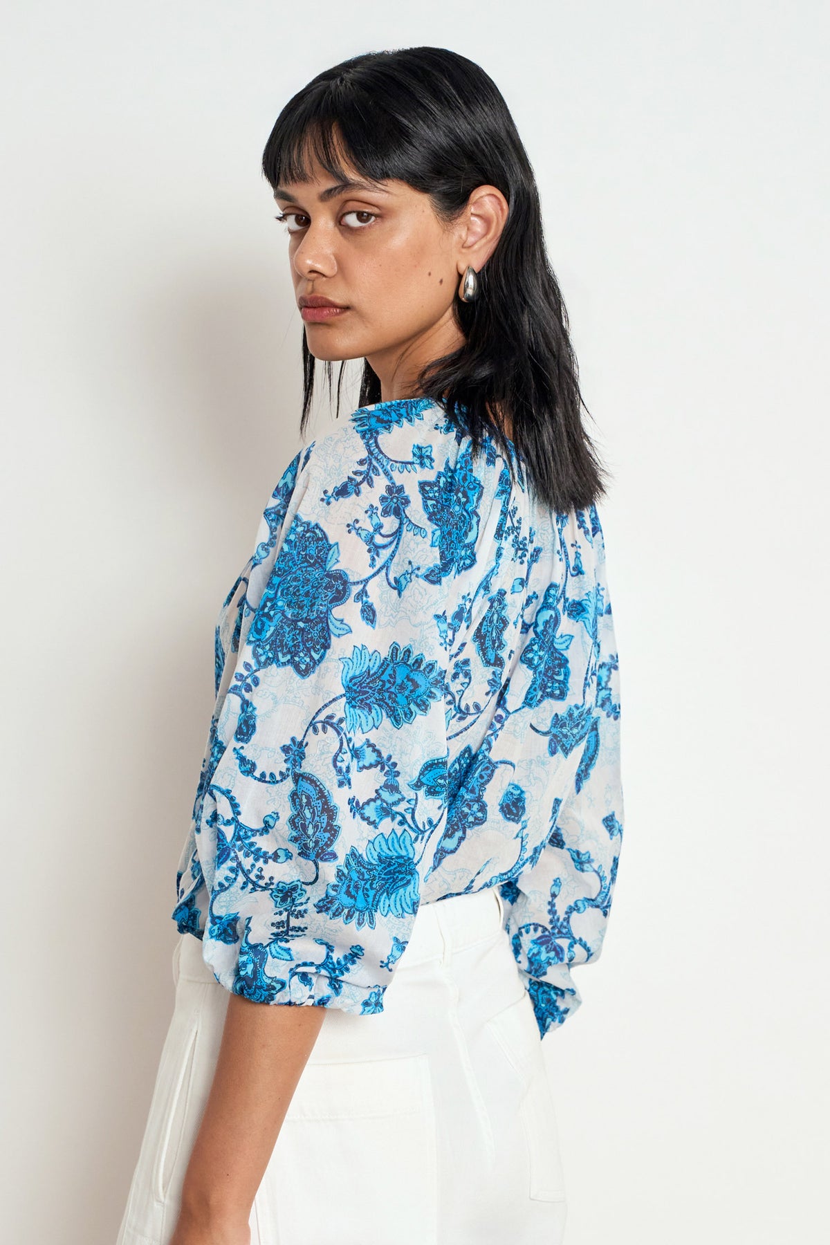 vow top - azure paisley