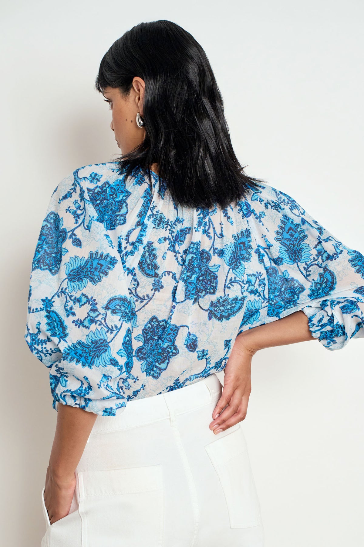 vow top - azure paisley