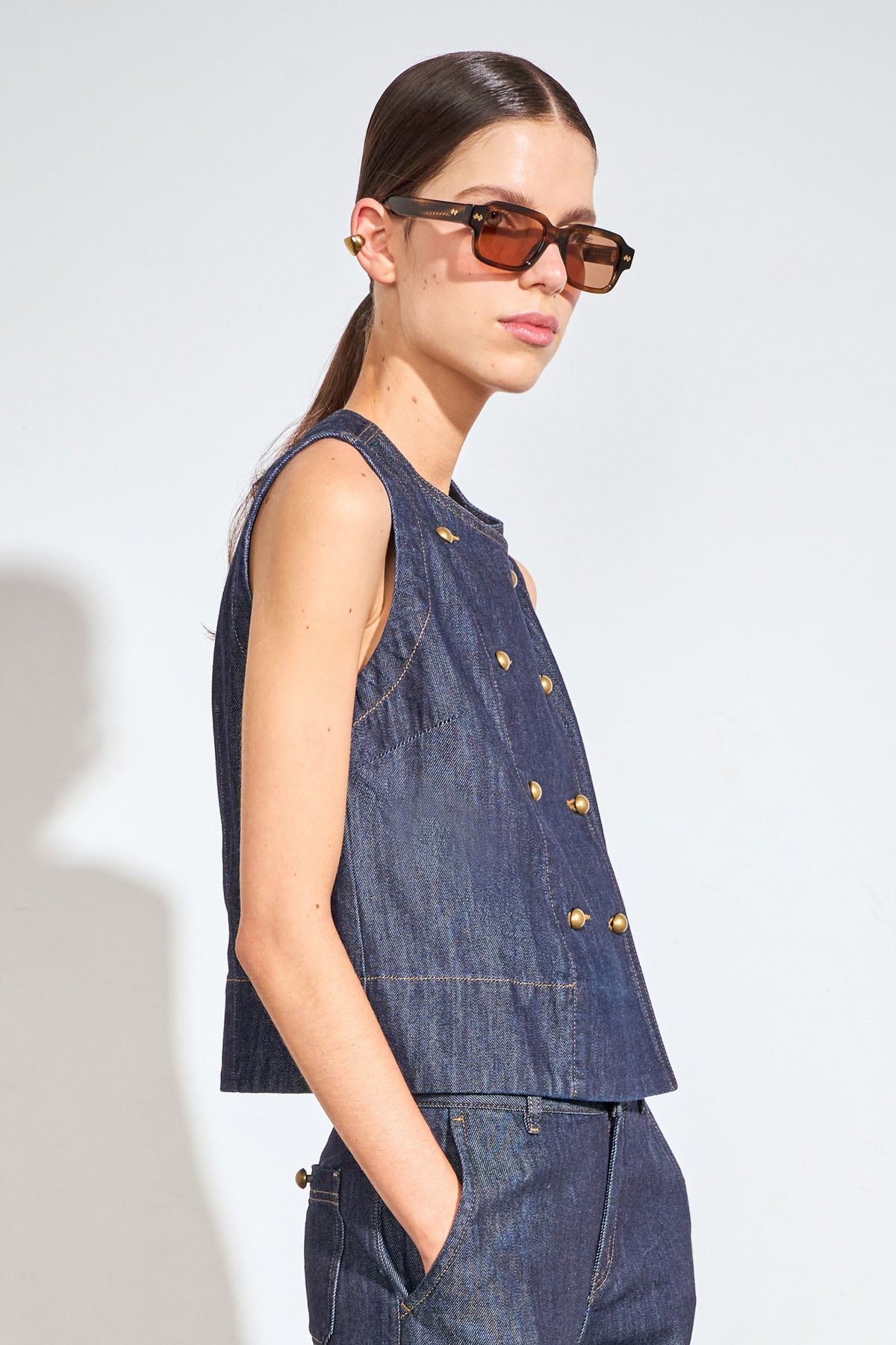 charge vest - dark denim|  zoe kratzmann| considered design