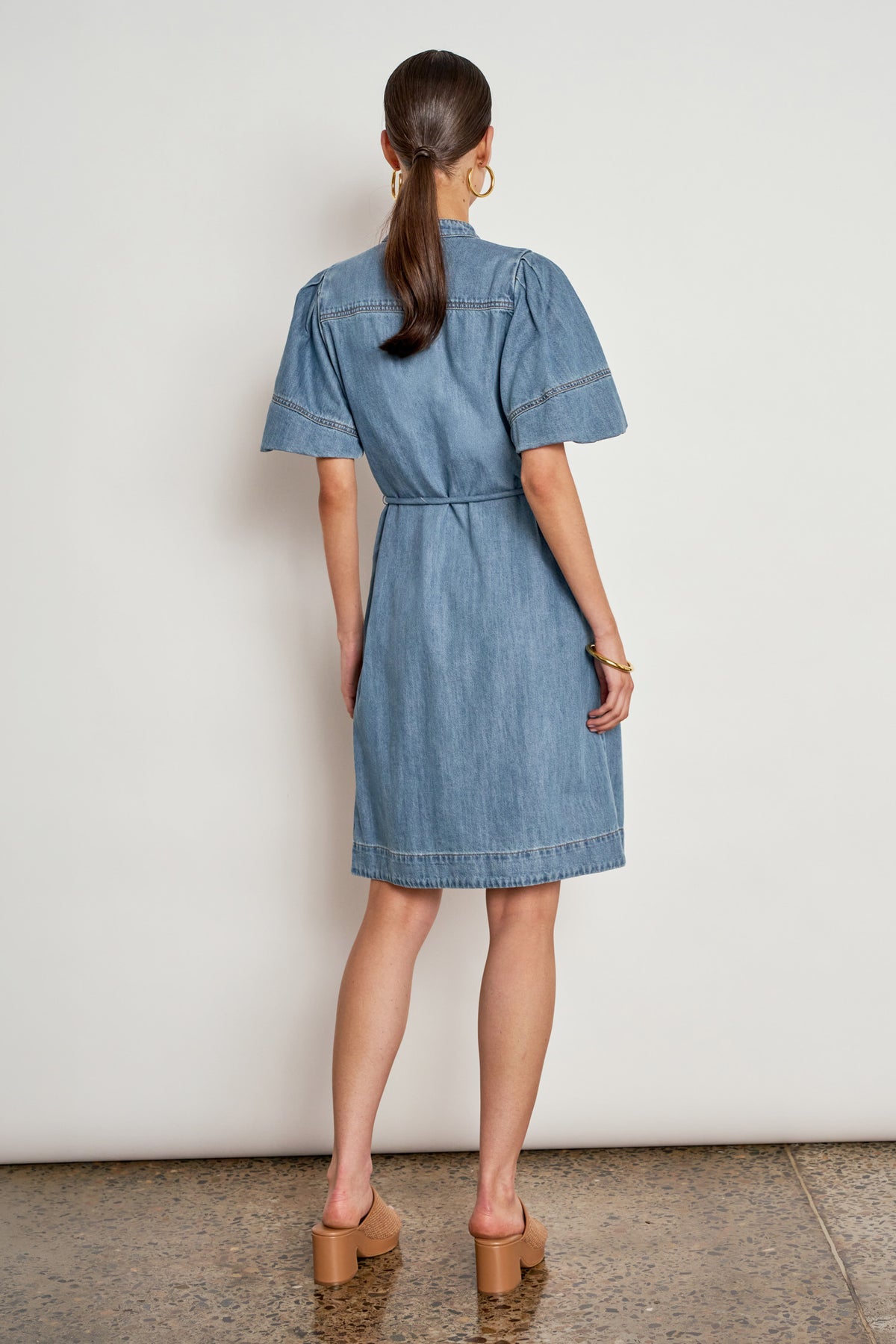 honor dress - mid wash denim