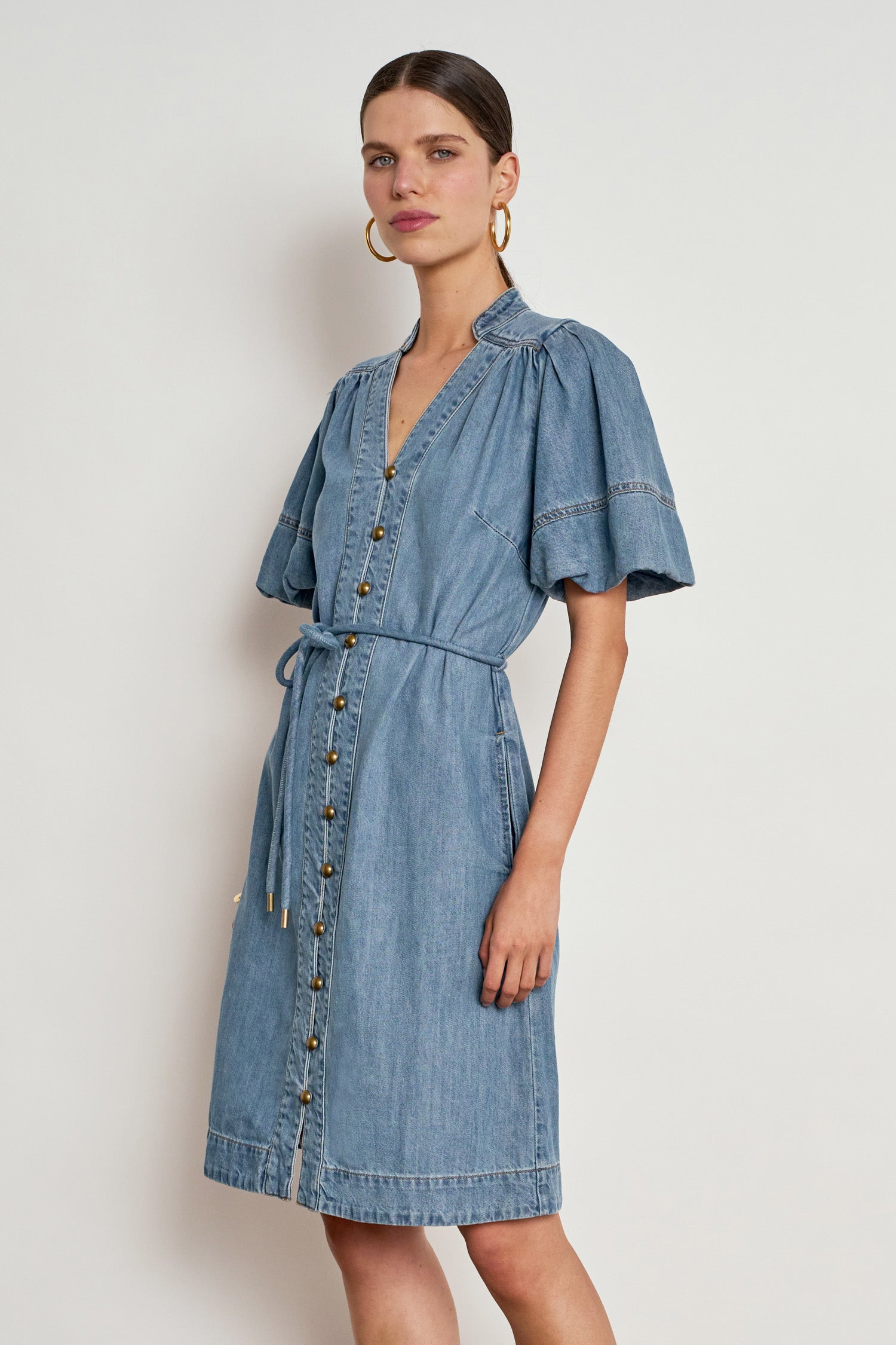 honor dress - mid wash denim