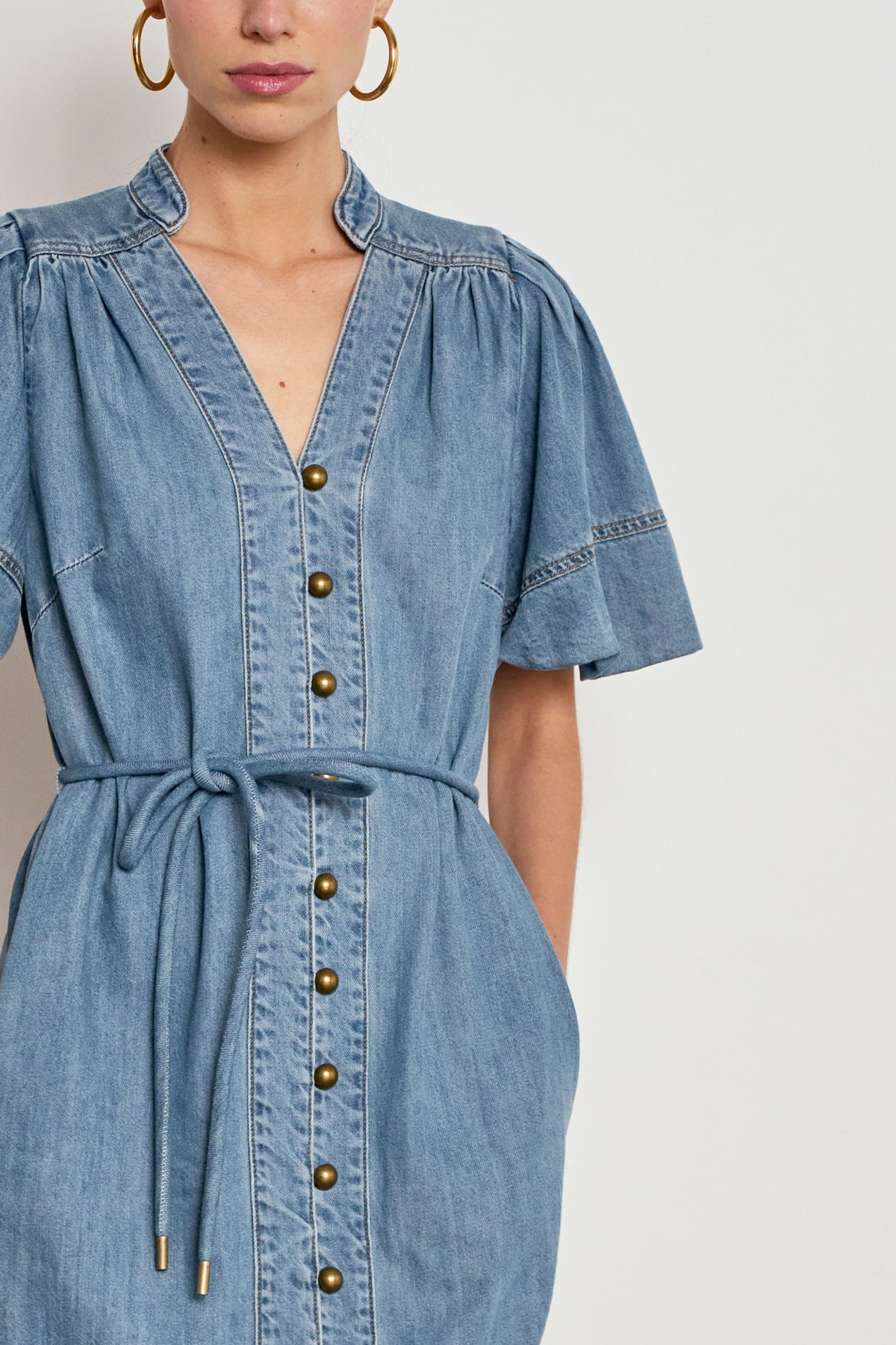 honor dress - mid wash denim