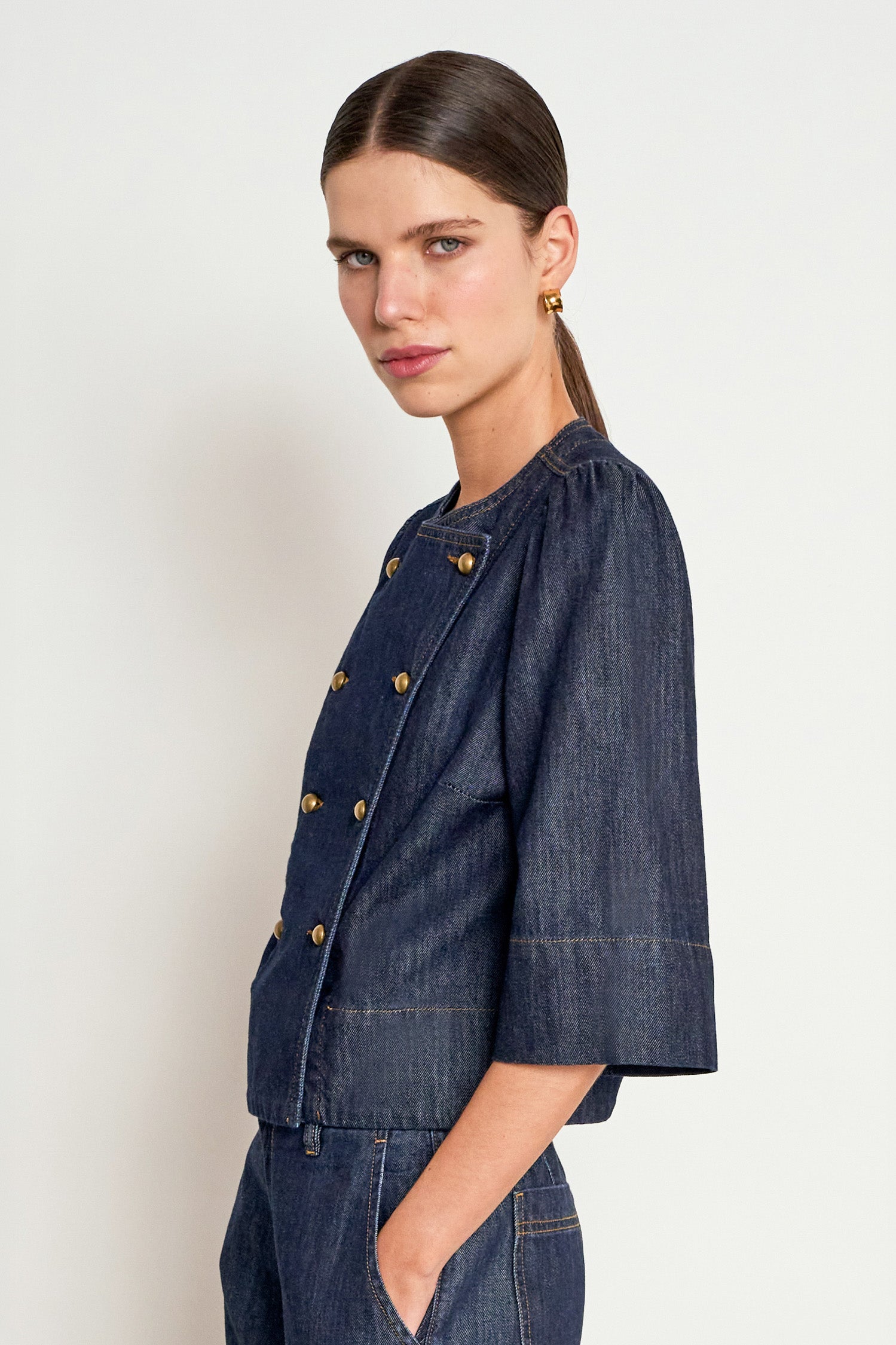 plunge jacket - dark denim|  zoe kratzmann| considered design