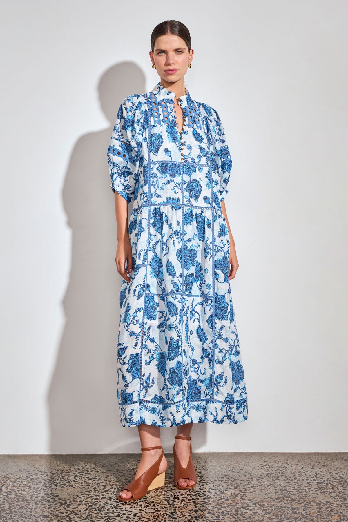 flutter dress - azure paisley
