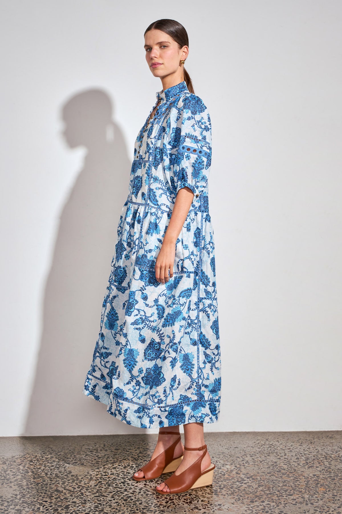 flutter dress - azure paisley