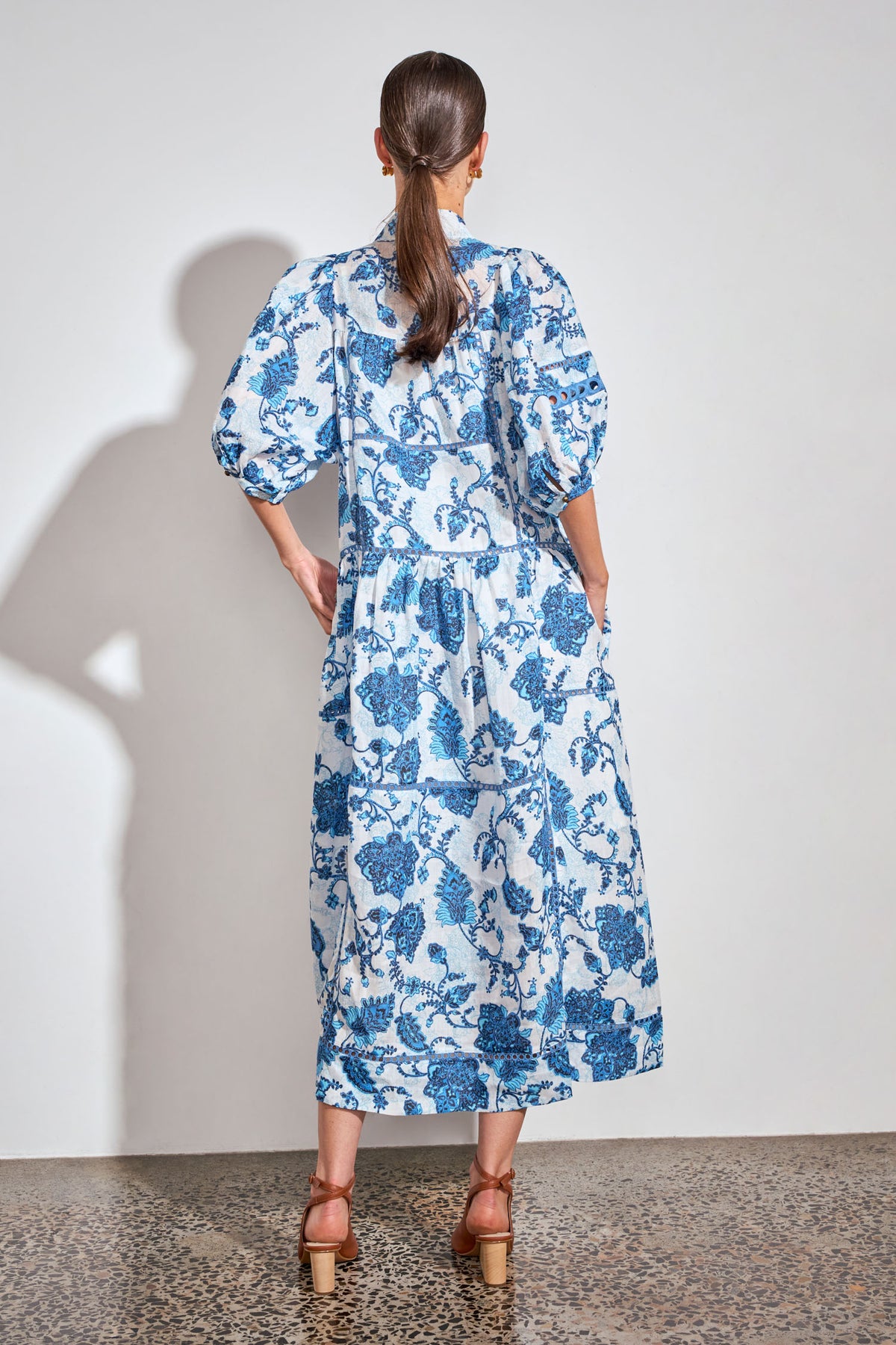 flutter dress - azure paisley