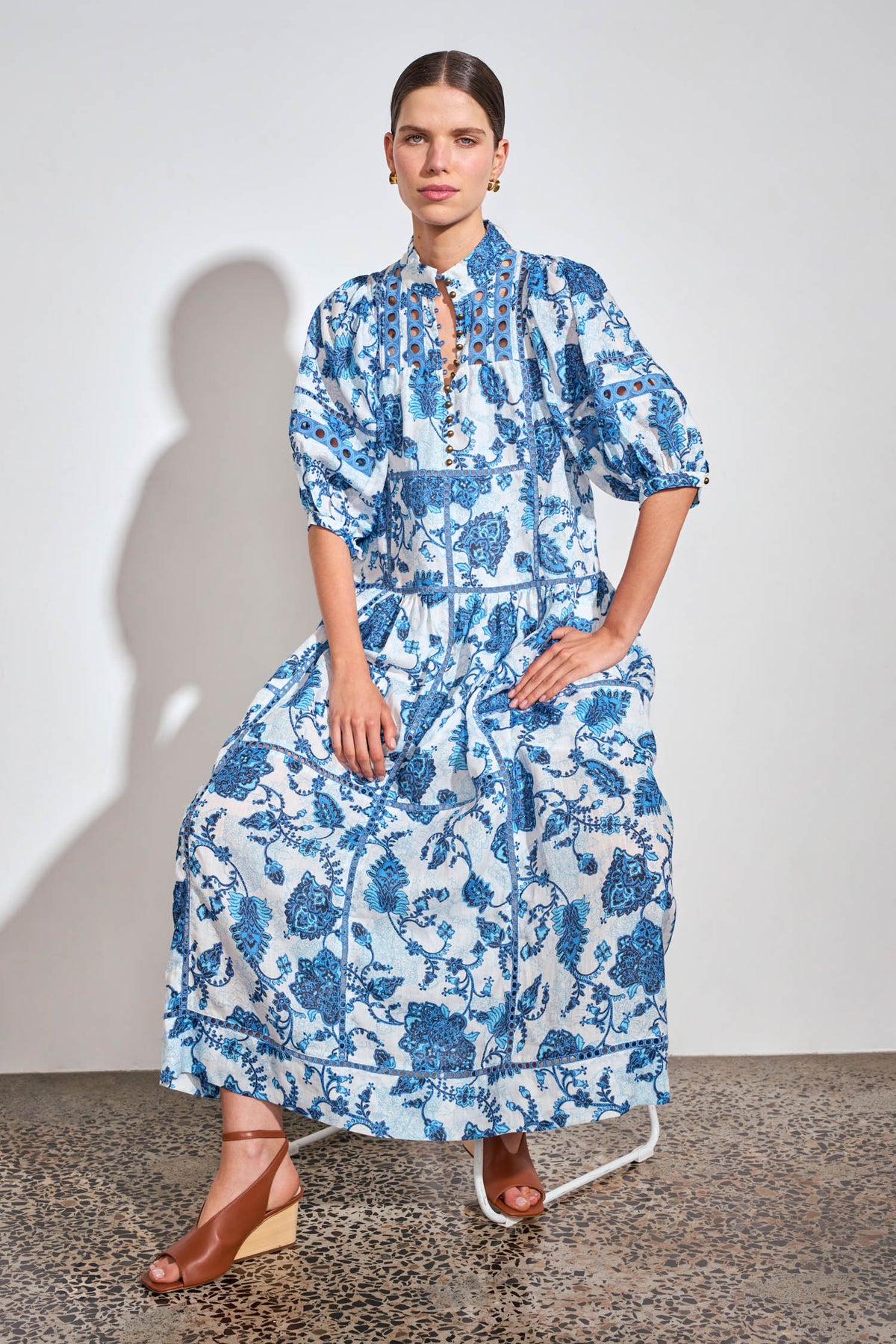flutter dress - azure paisley