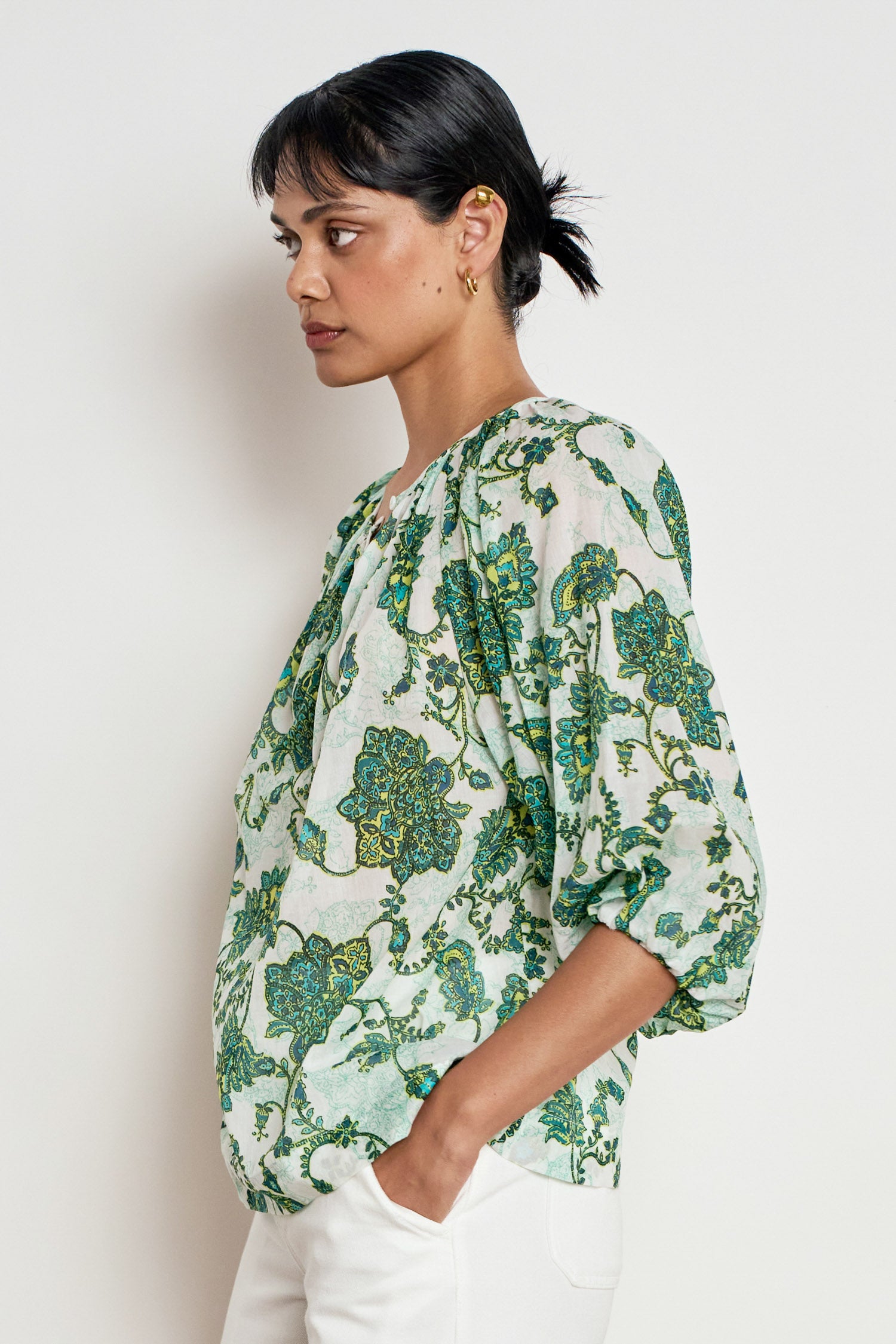 vow top - garden paisley