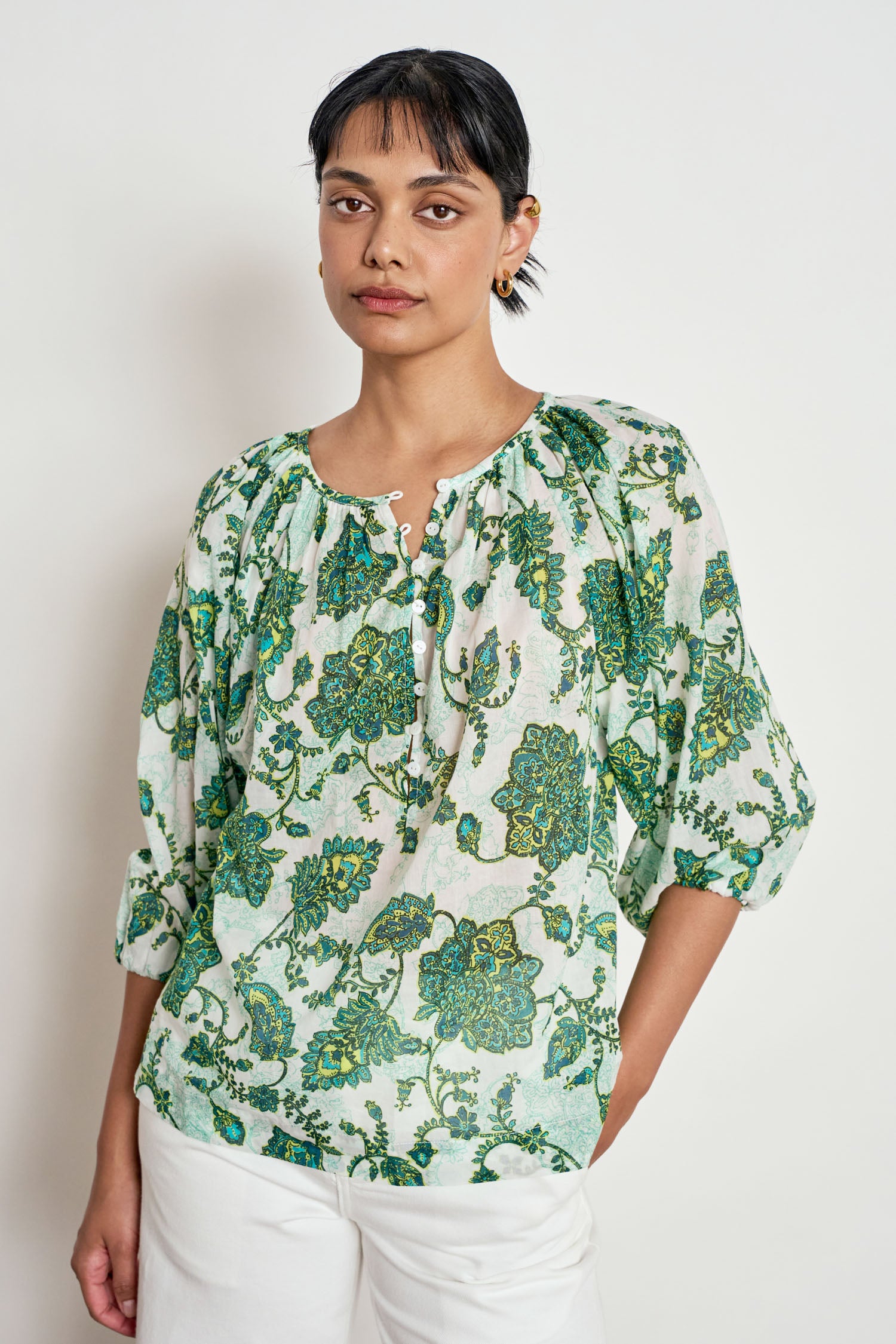 vow top - garden paisley