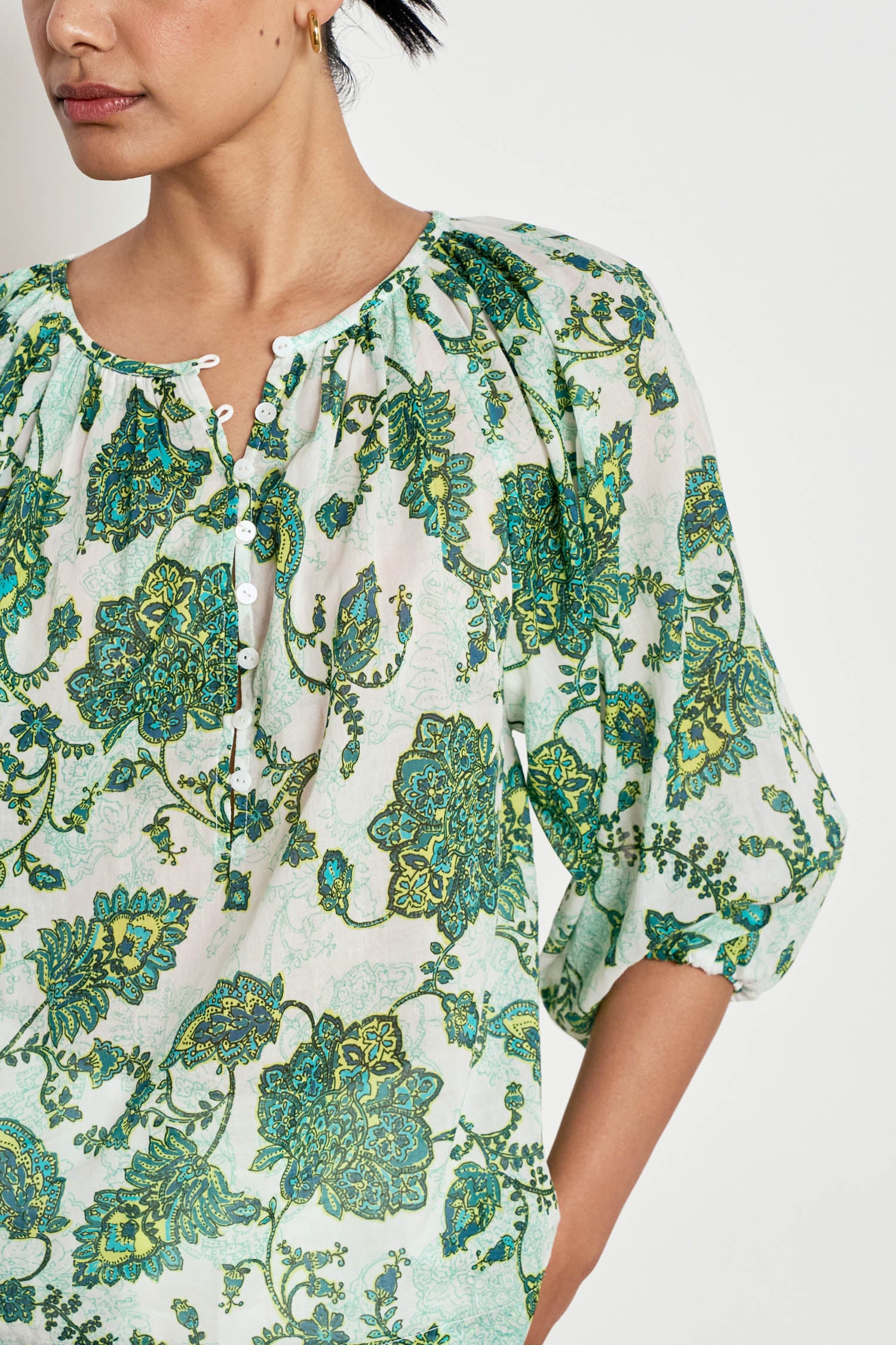 vow top - garden paisley