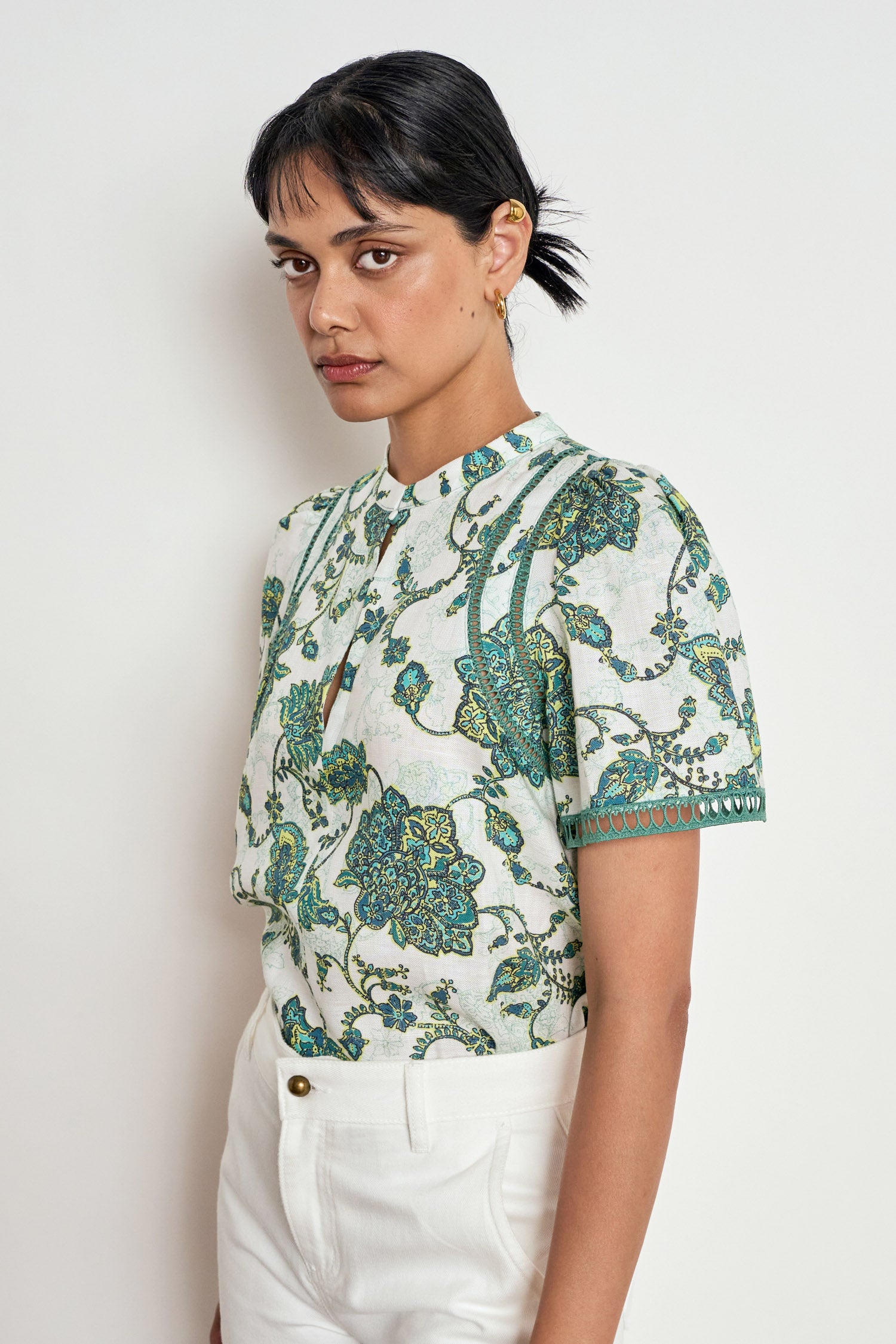 charm top - garden paisley