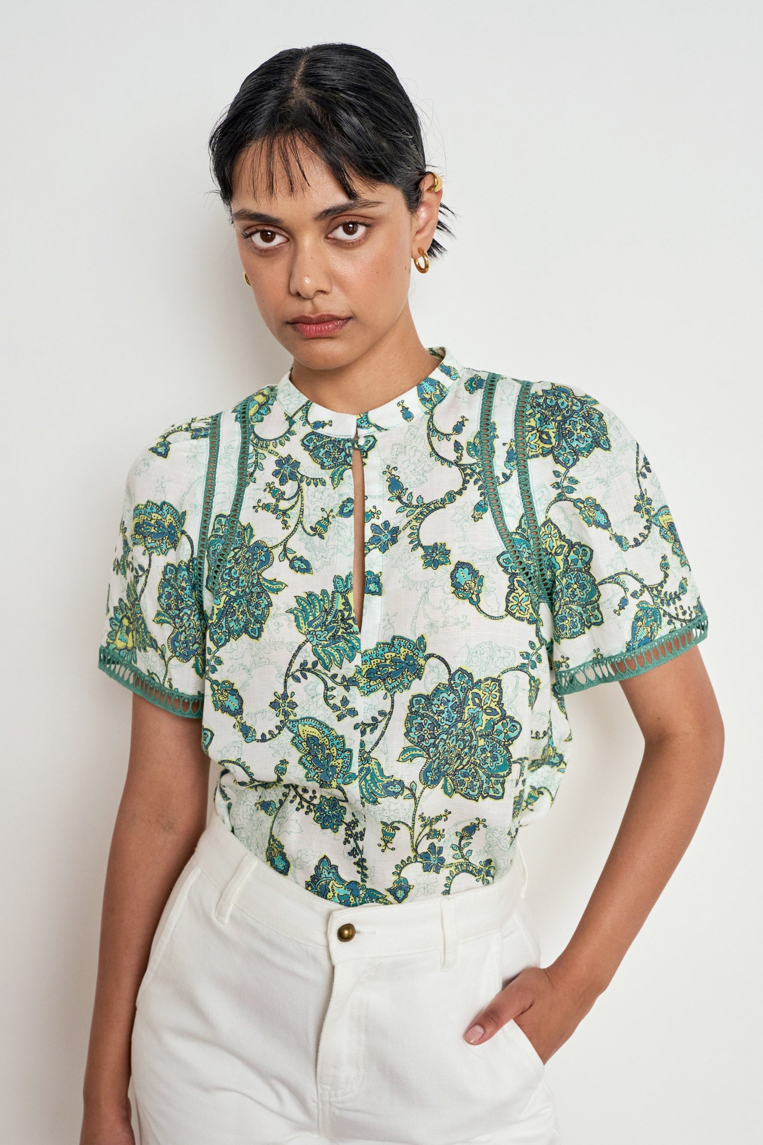 charm top - garden paisley