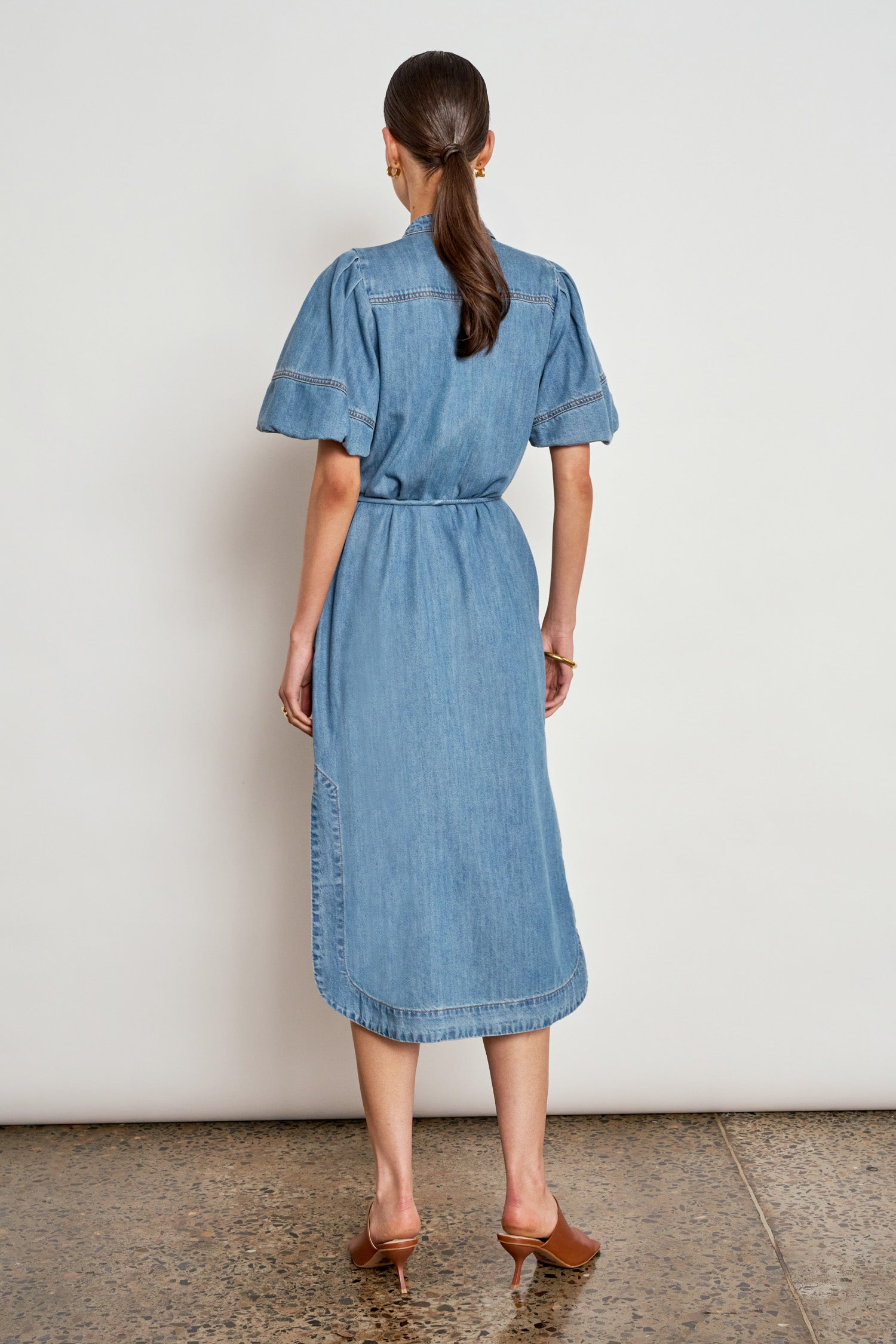 legacy dress - mid wash denim