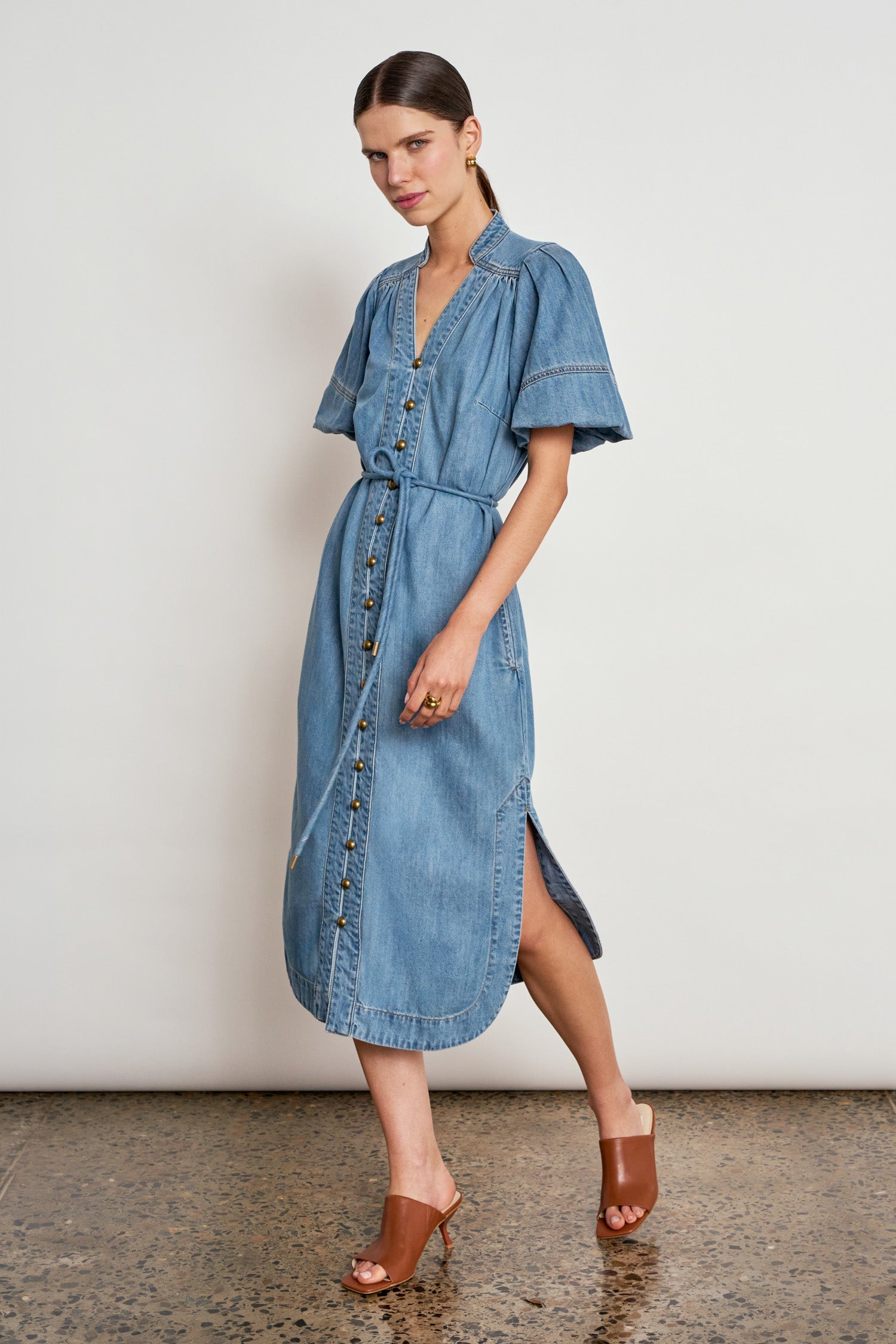 legacy dress - mid wash denim