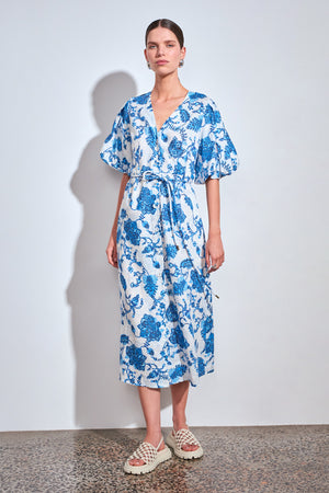 focus dress - azure paisley