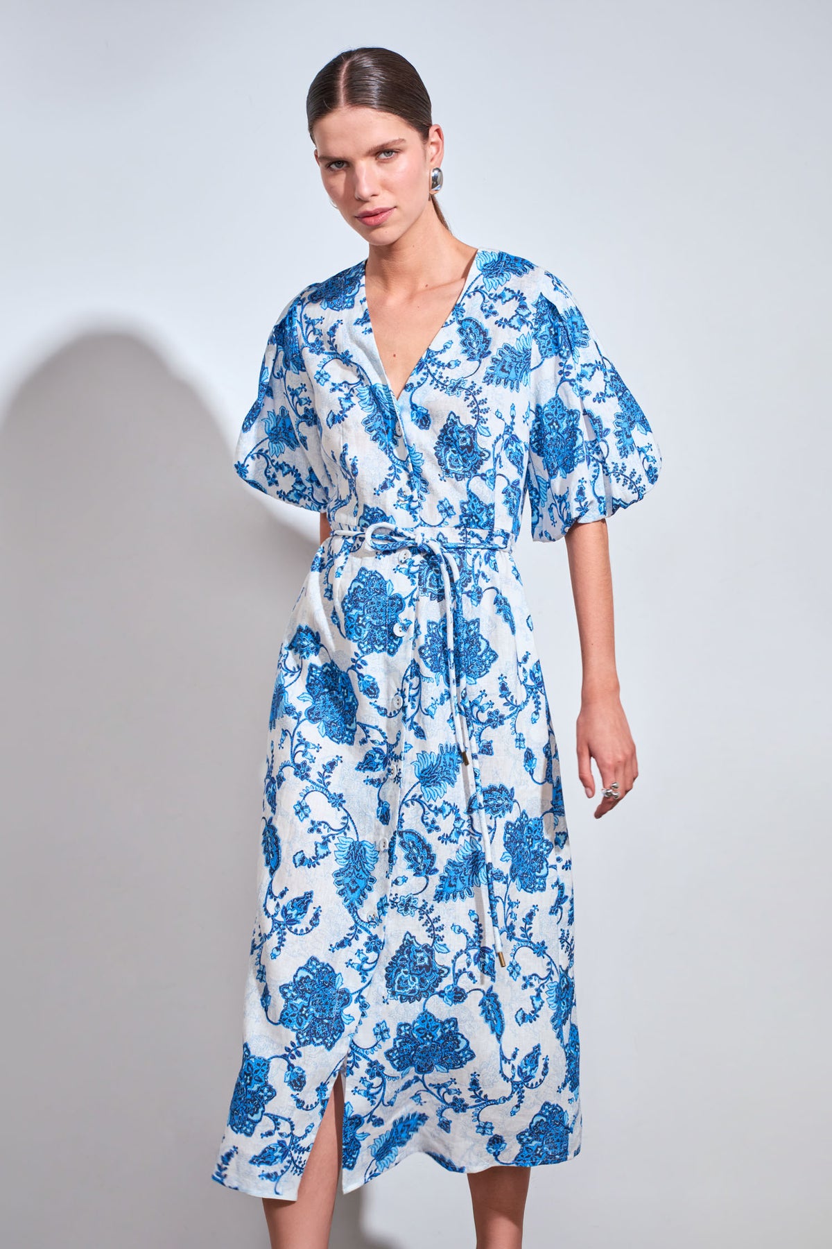focus dress - azure paisley