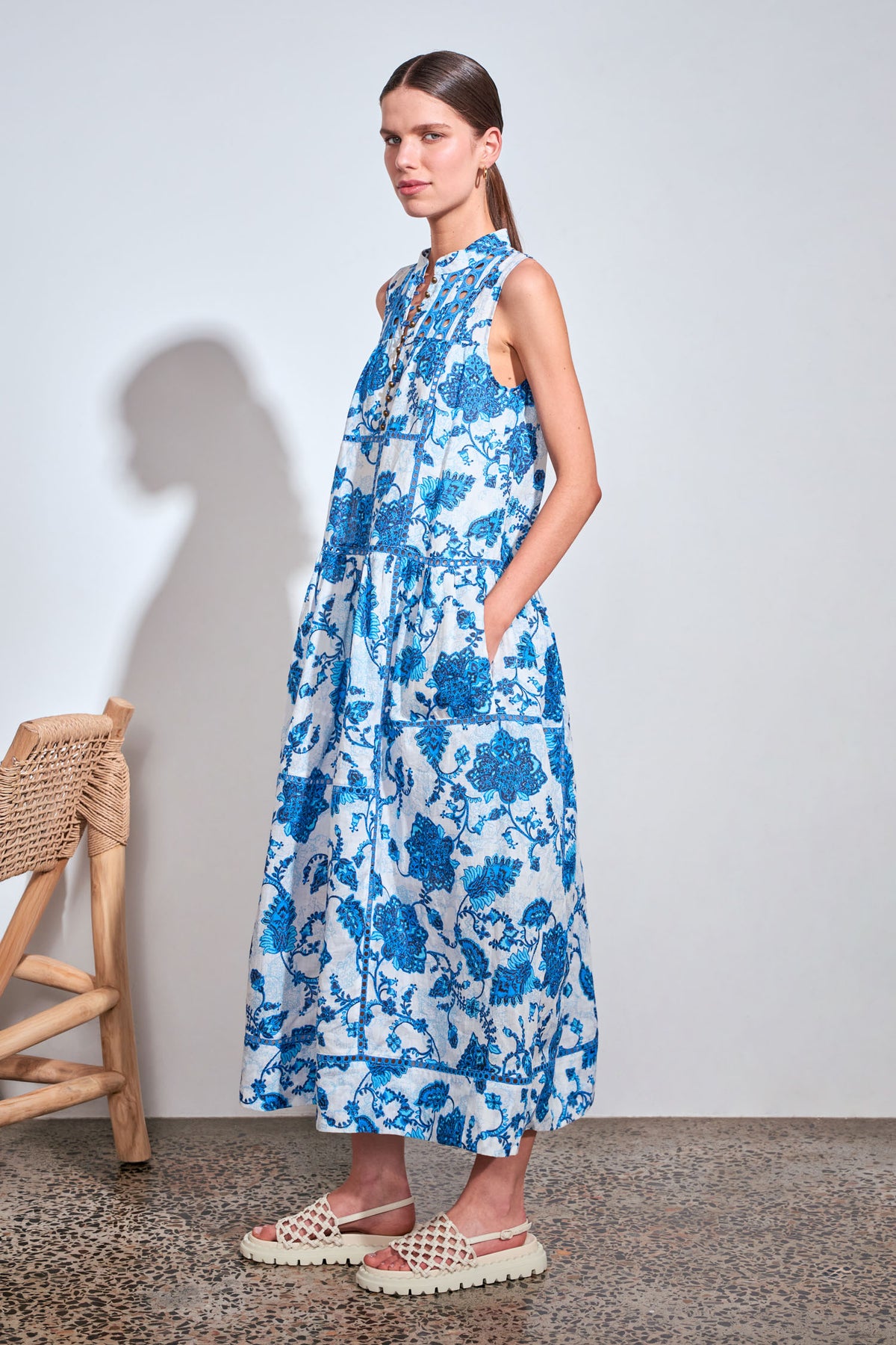 linger dress - azure paisley