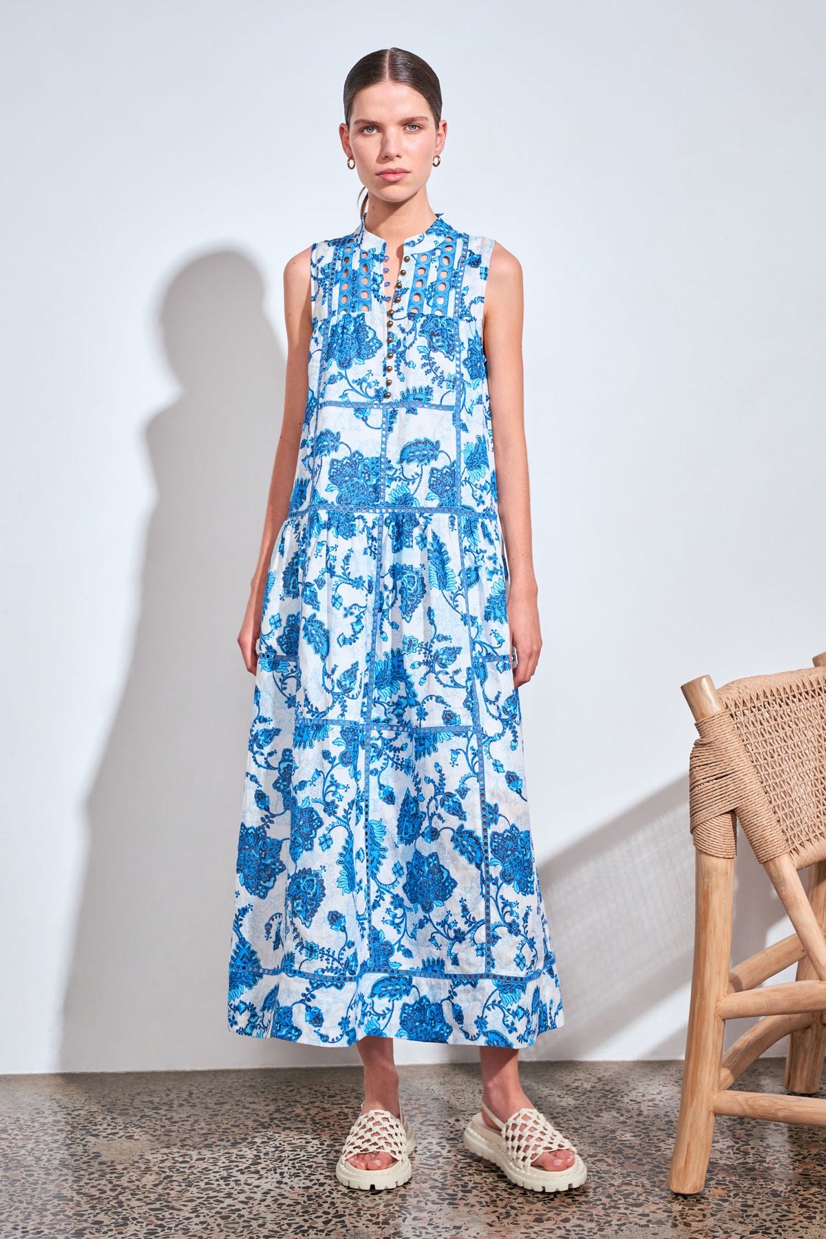 linger dress - azure paisley