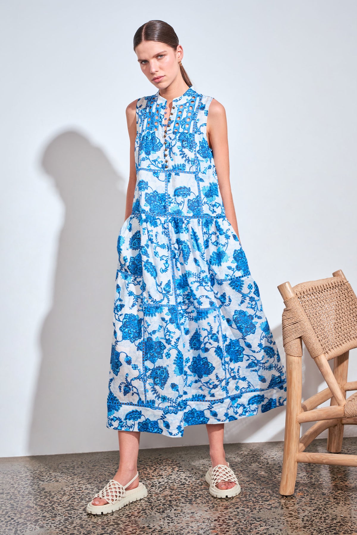 linger dress - azure paisley