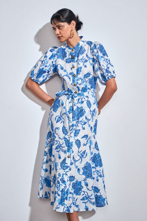 cascade dress - azure paisley