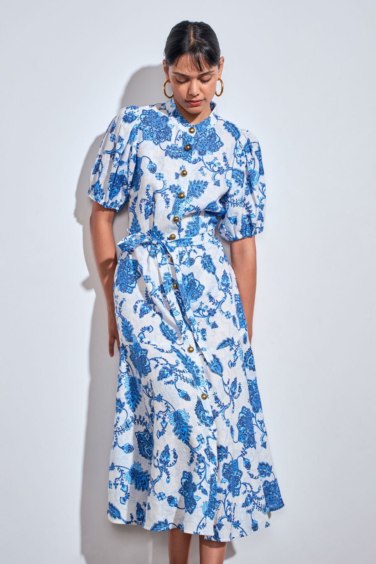 cascade dress - azure paisley