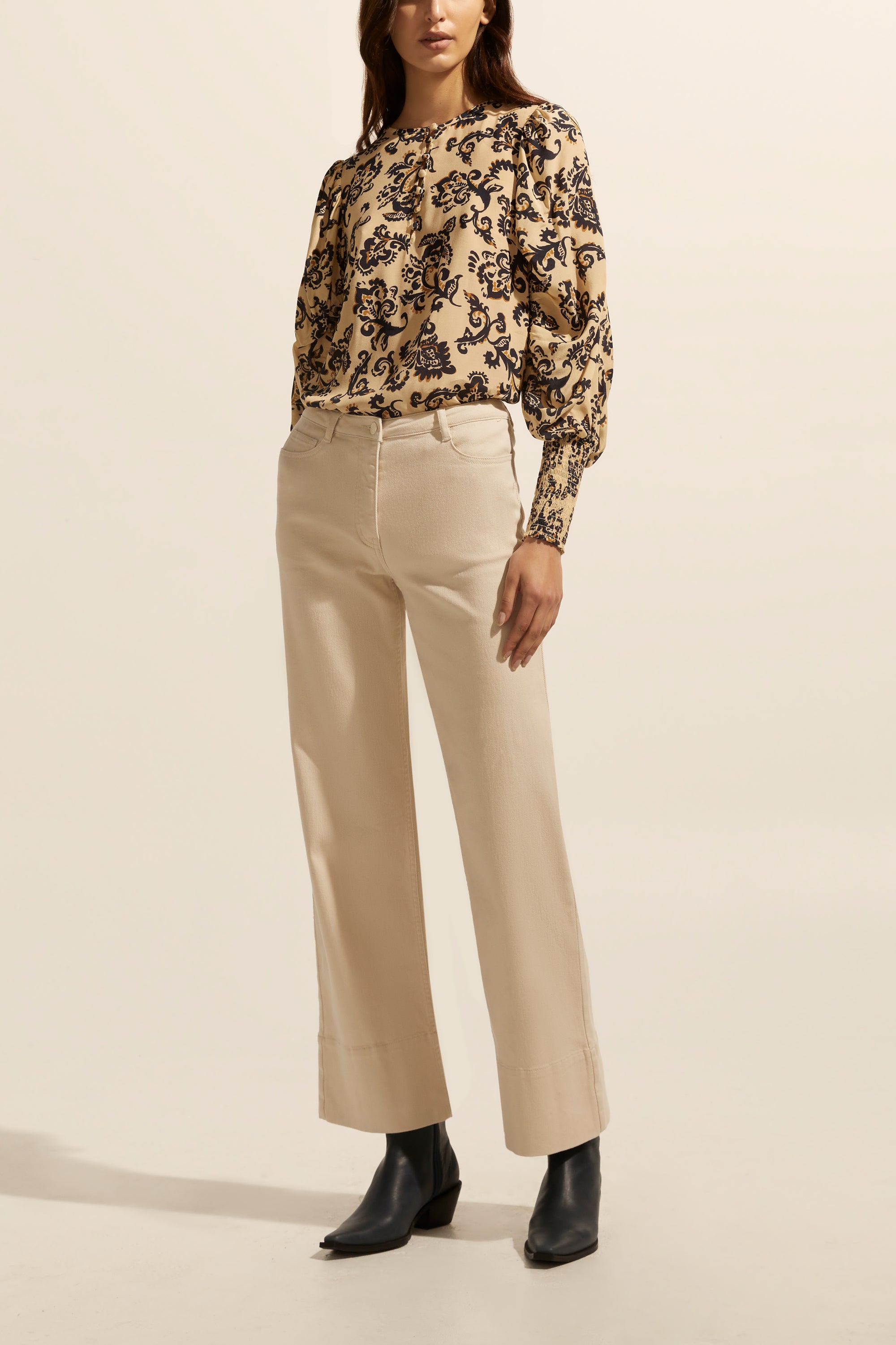 beam top - ochre floral