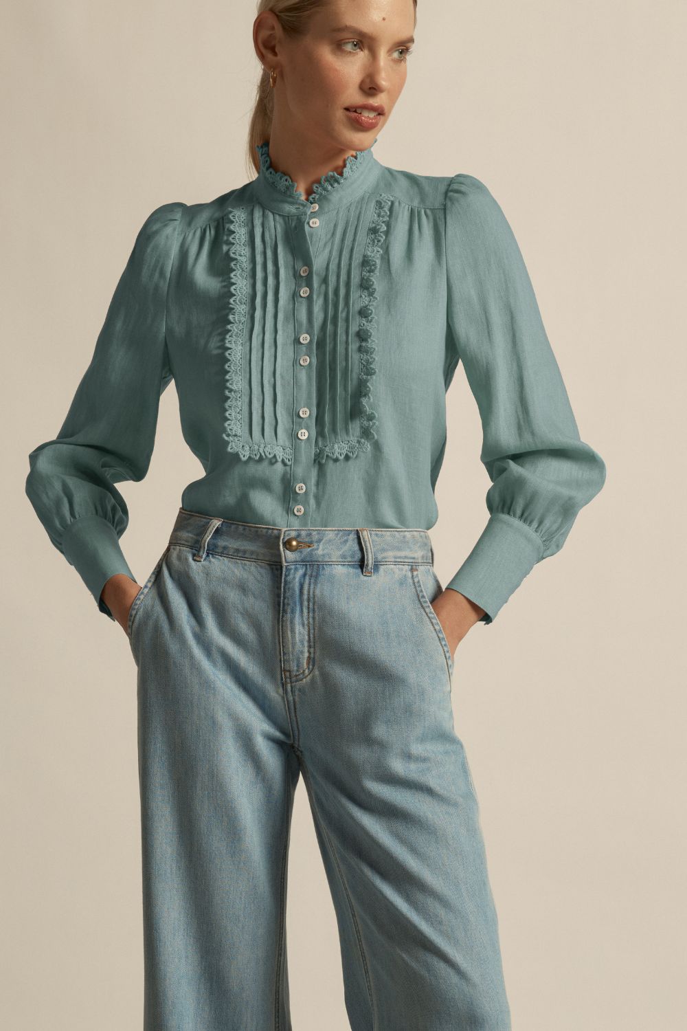 haze top - dusty blue