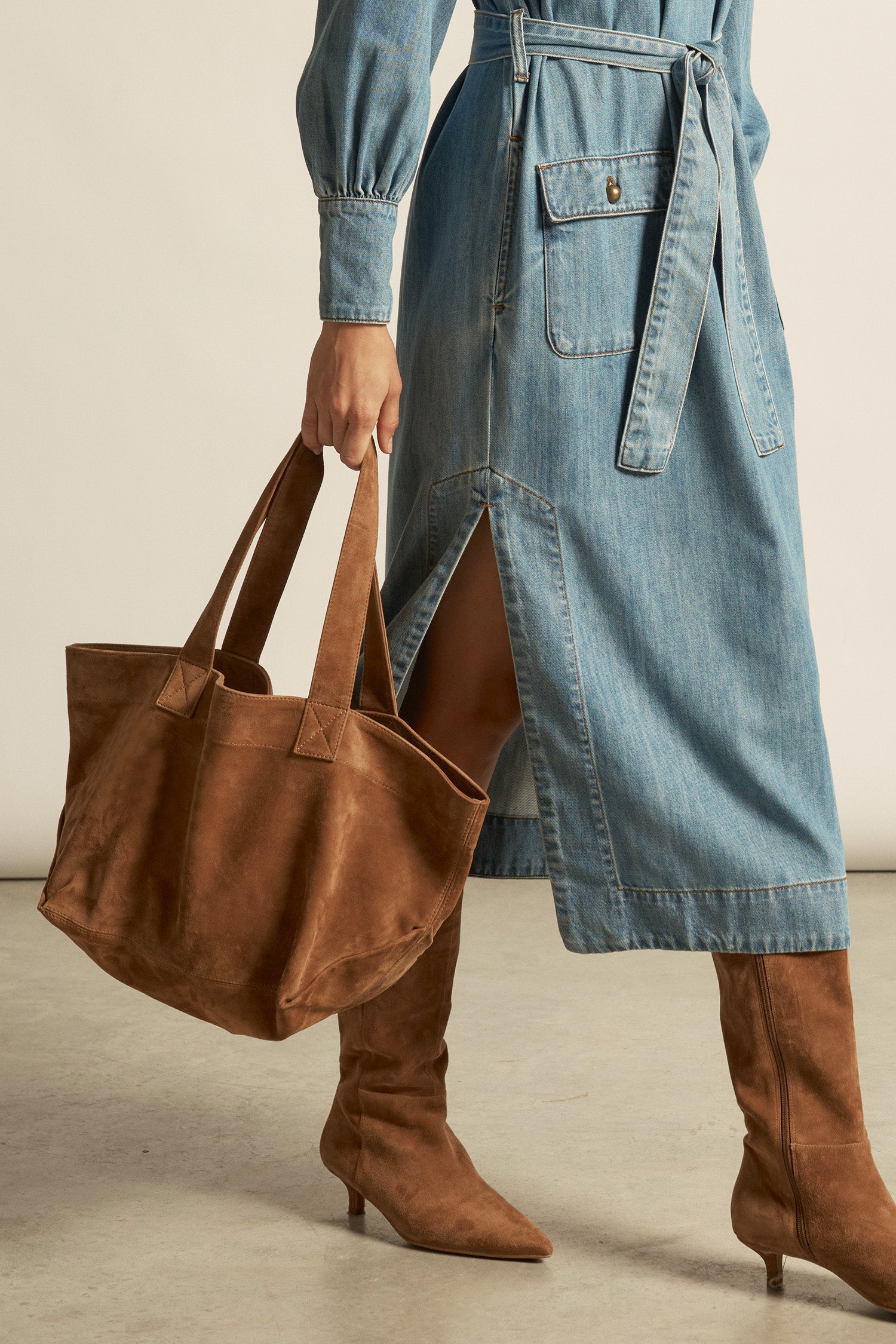 suede shoulder bag - cinnamon suede|  zoe kratzmann| considered design