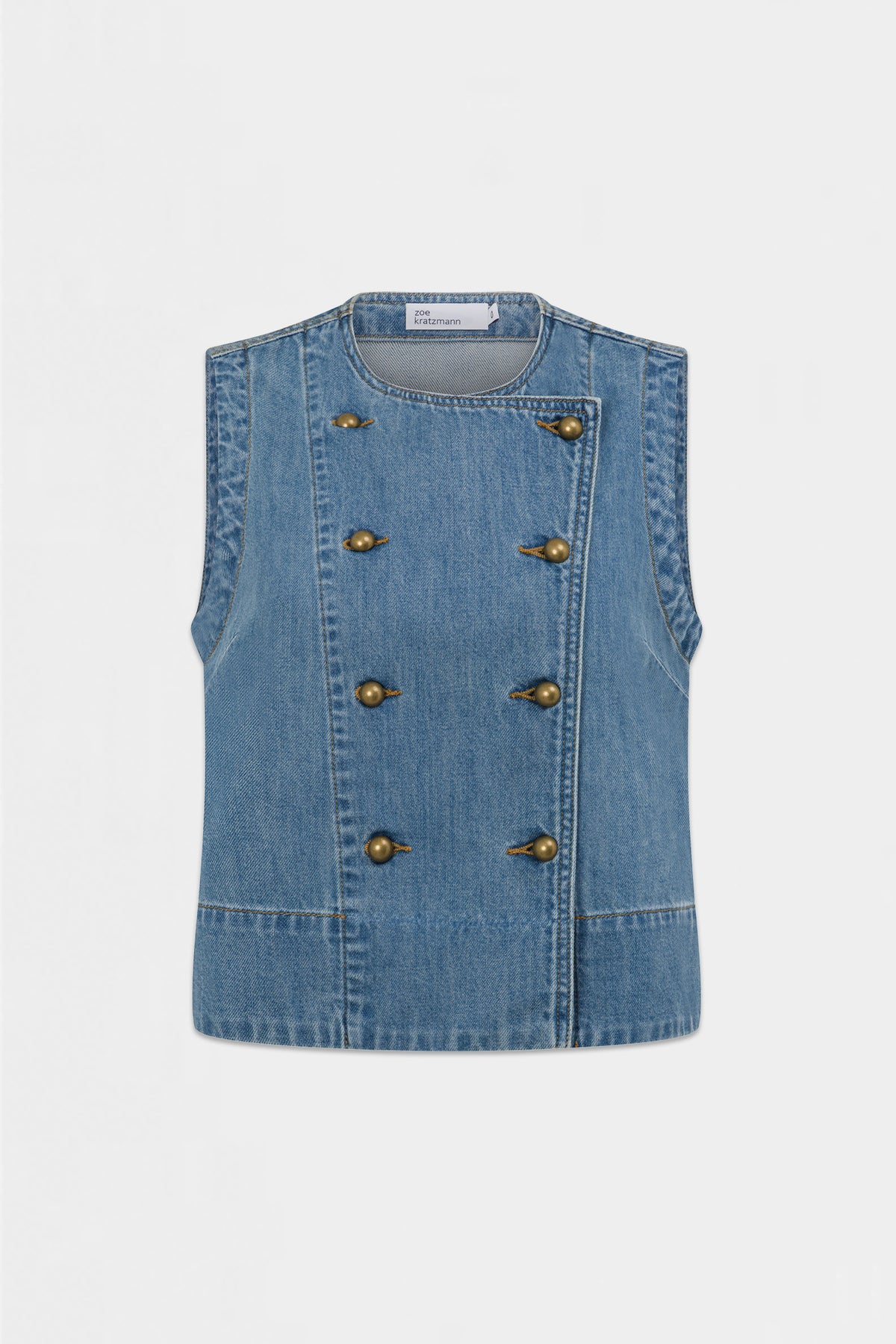 charge vest - mid wash denim|  zoe kratzmann| considered design