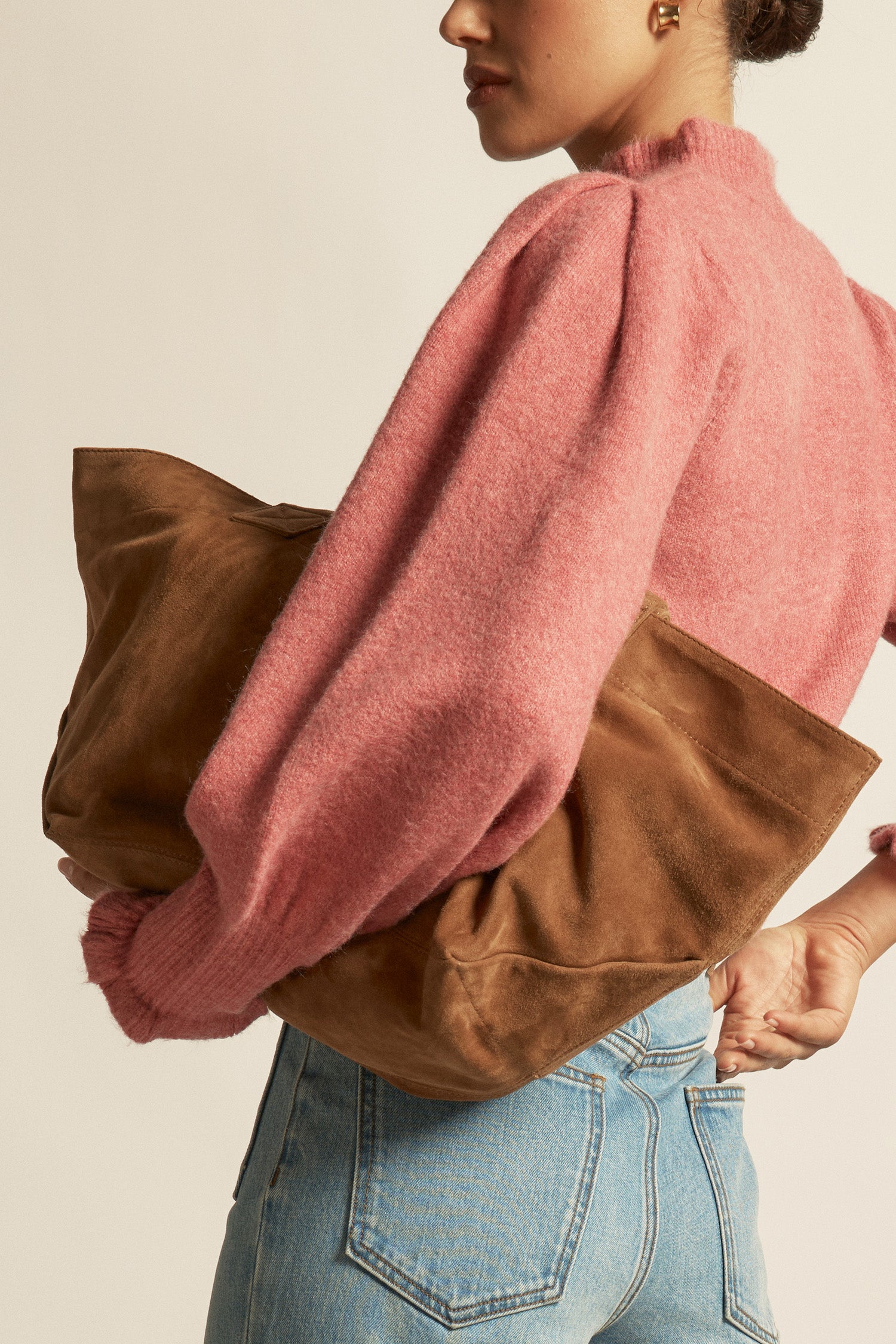 suede shoulder bag - cinnamon suede|  zoe kratzmann| considered design