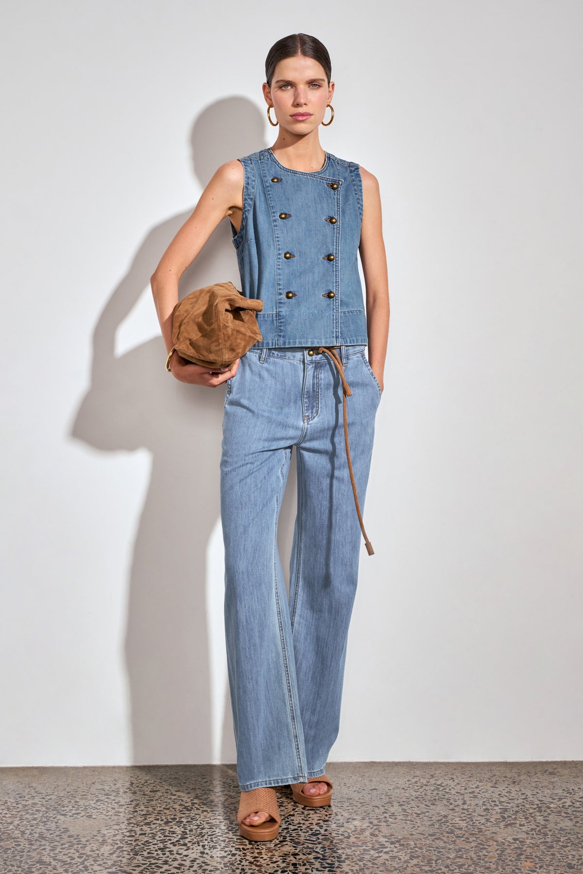 charge vest - mid wash denim|  zoe kratzmann| considered design