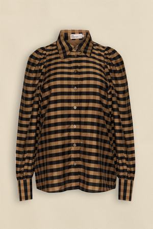 mirage top - toffee black check