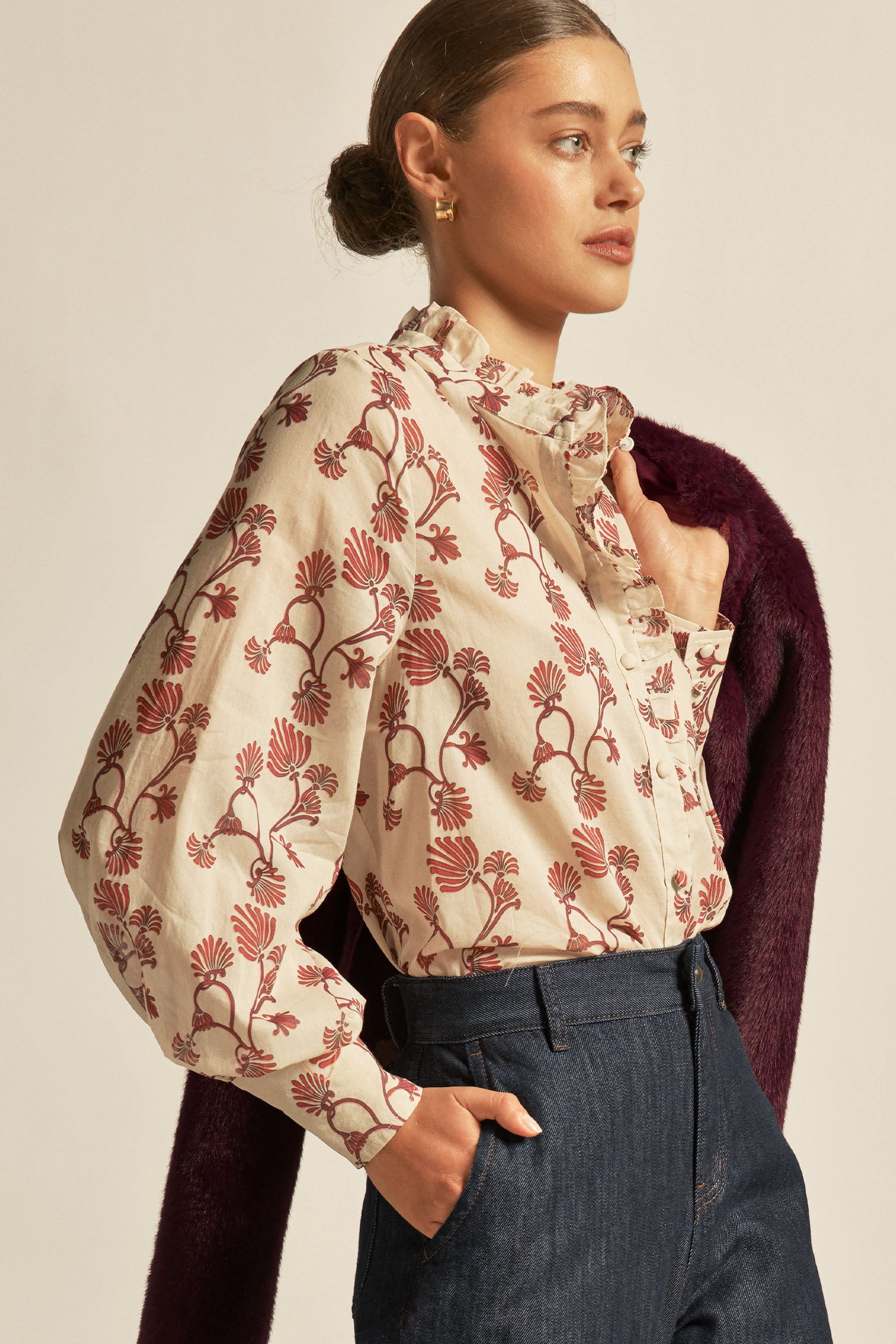brim top - cream berry nouveau|  zoe kratzmann| considered design