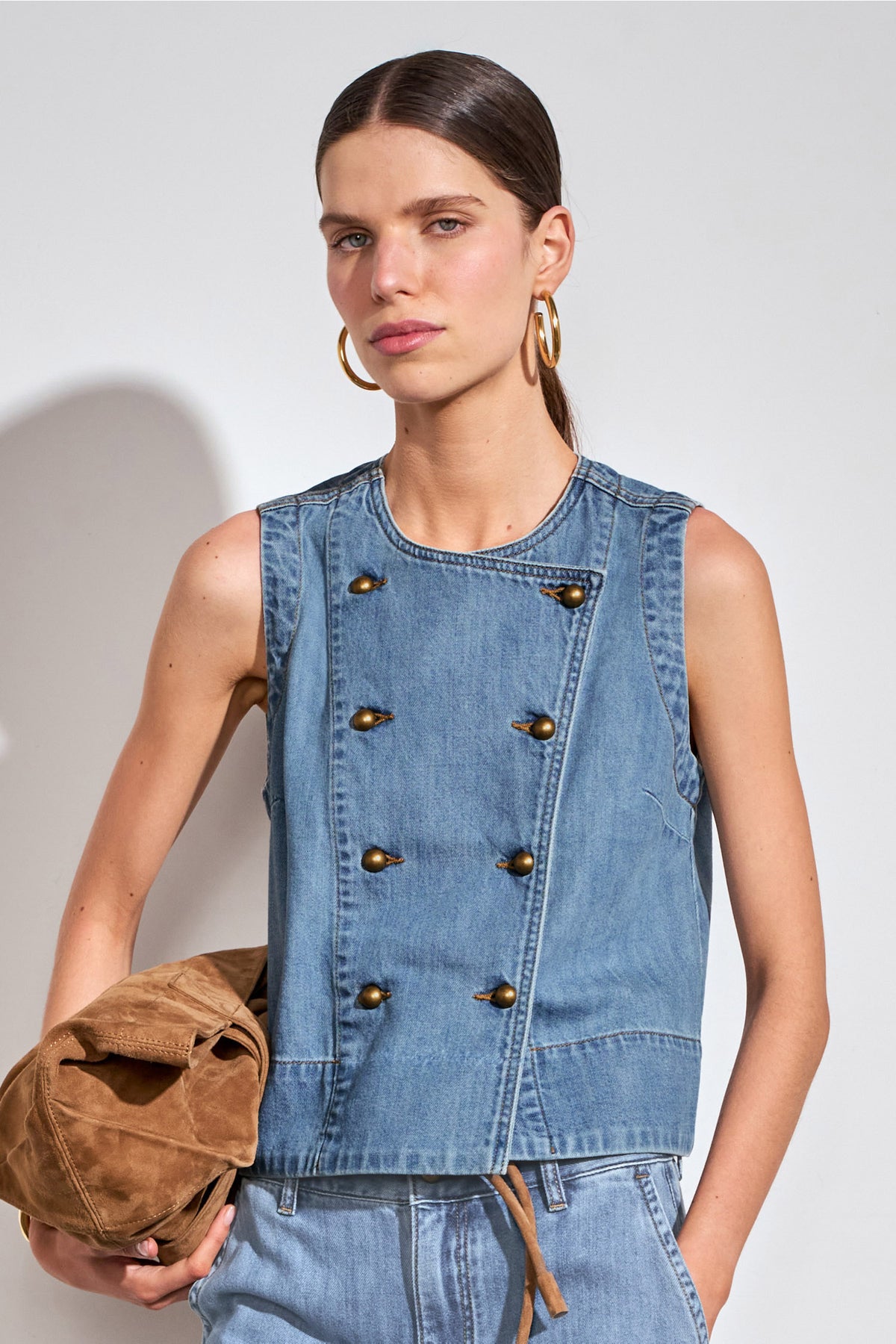 charge vest - mid wash denim|  zoe kratzmann| considered design