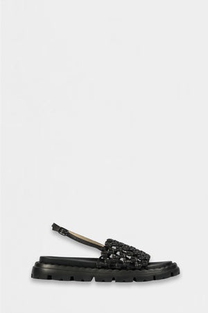 sprightly slide - black leather