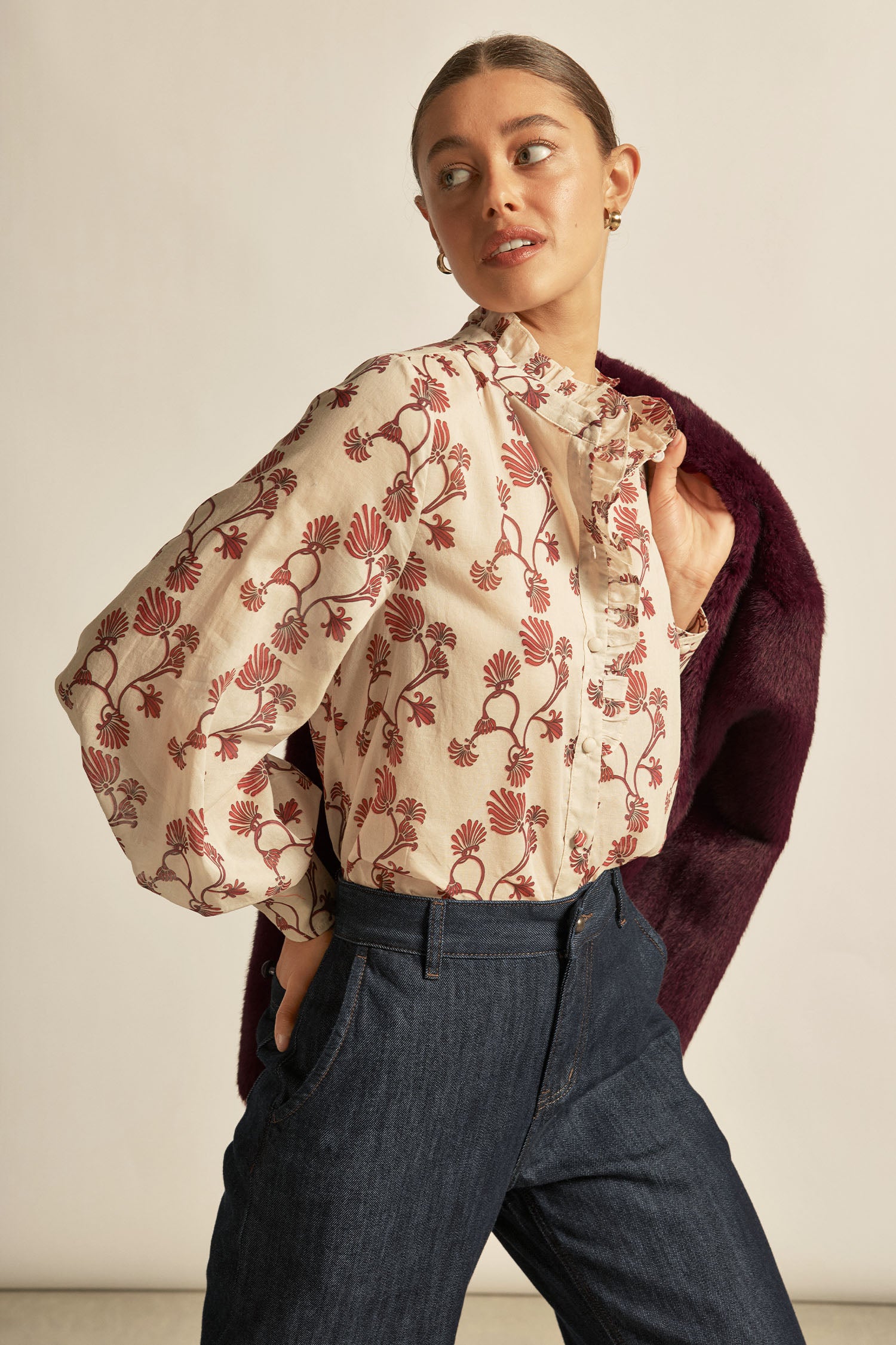 brim top - cream berry nouveau|  zoe kratzmann| considered design