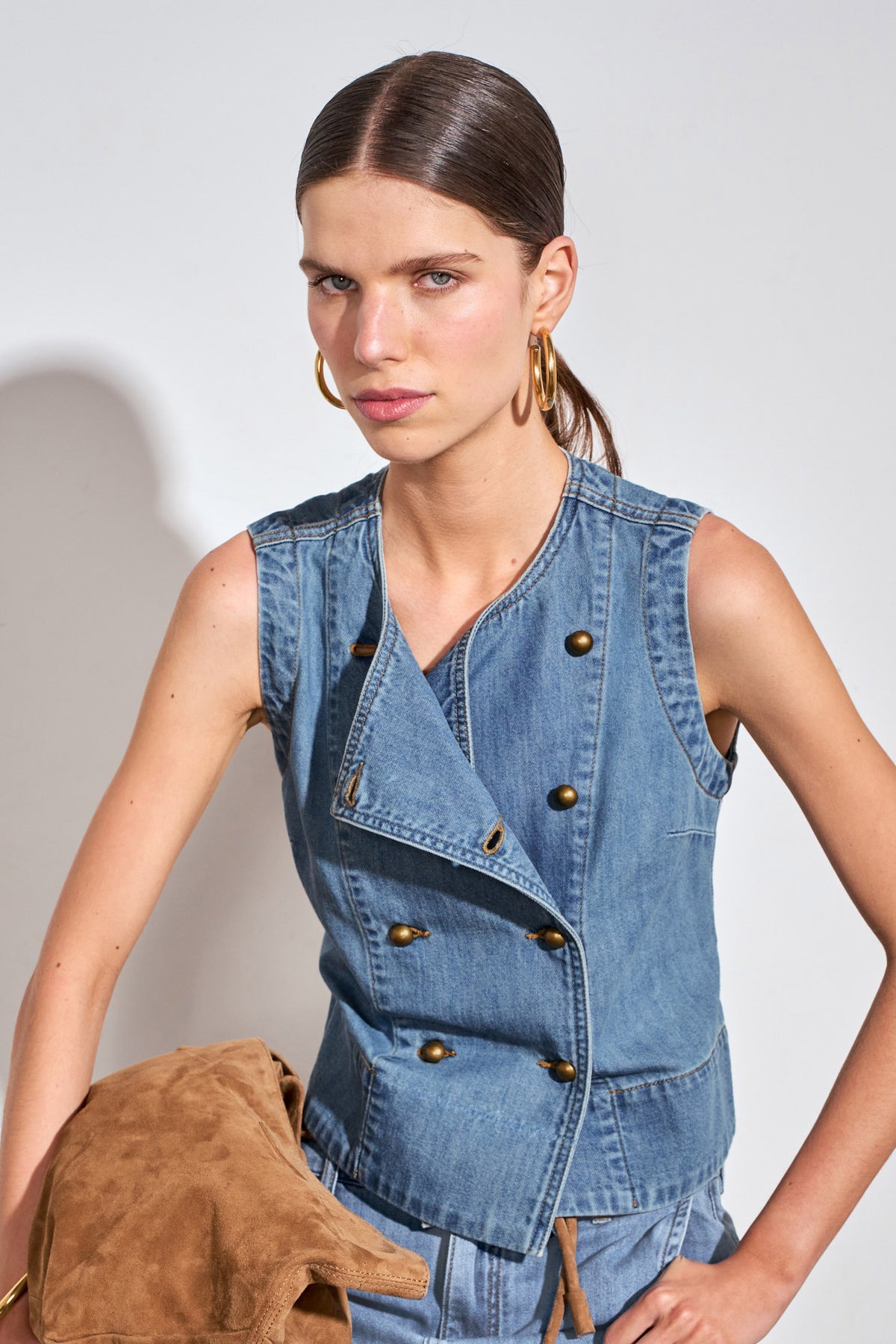 charge vest - mid wash denim|  zoe kratzmann| considered design