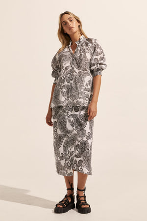 Carousel Top - Black Paisley