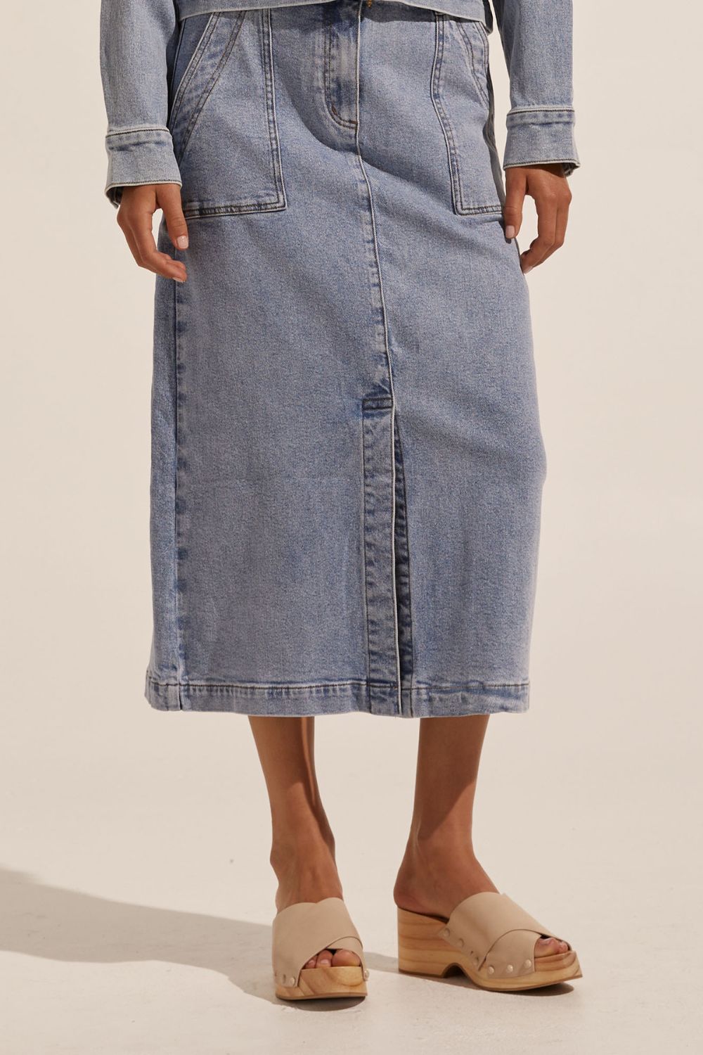 loft skirt - washed denim