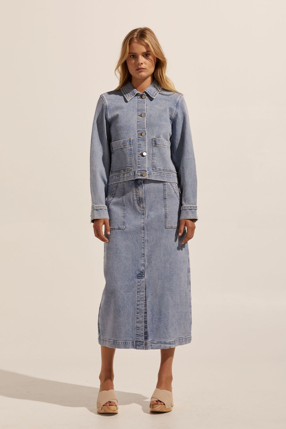 loft skirt - washed denim